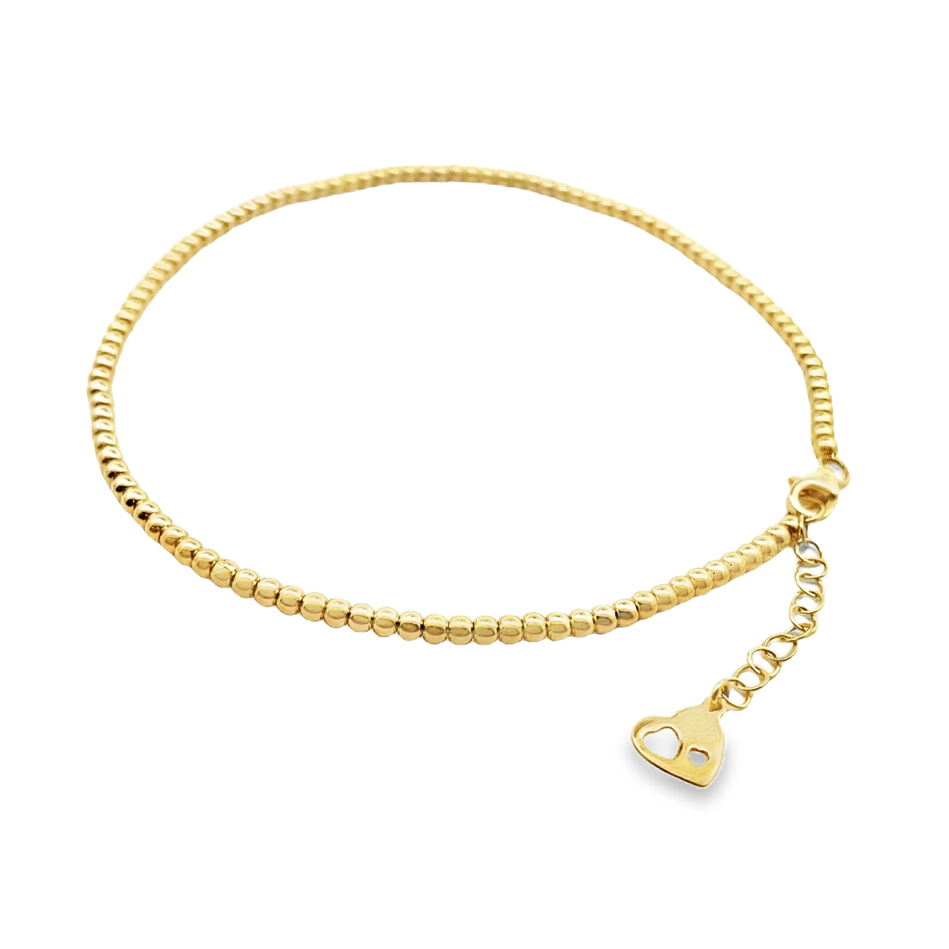 14K Gold Beaded Anklet
