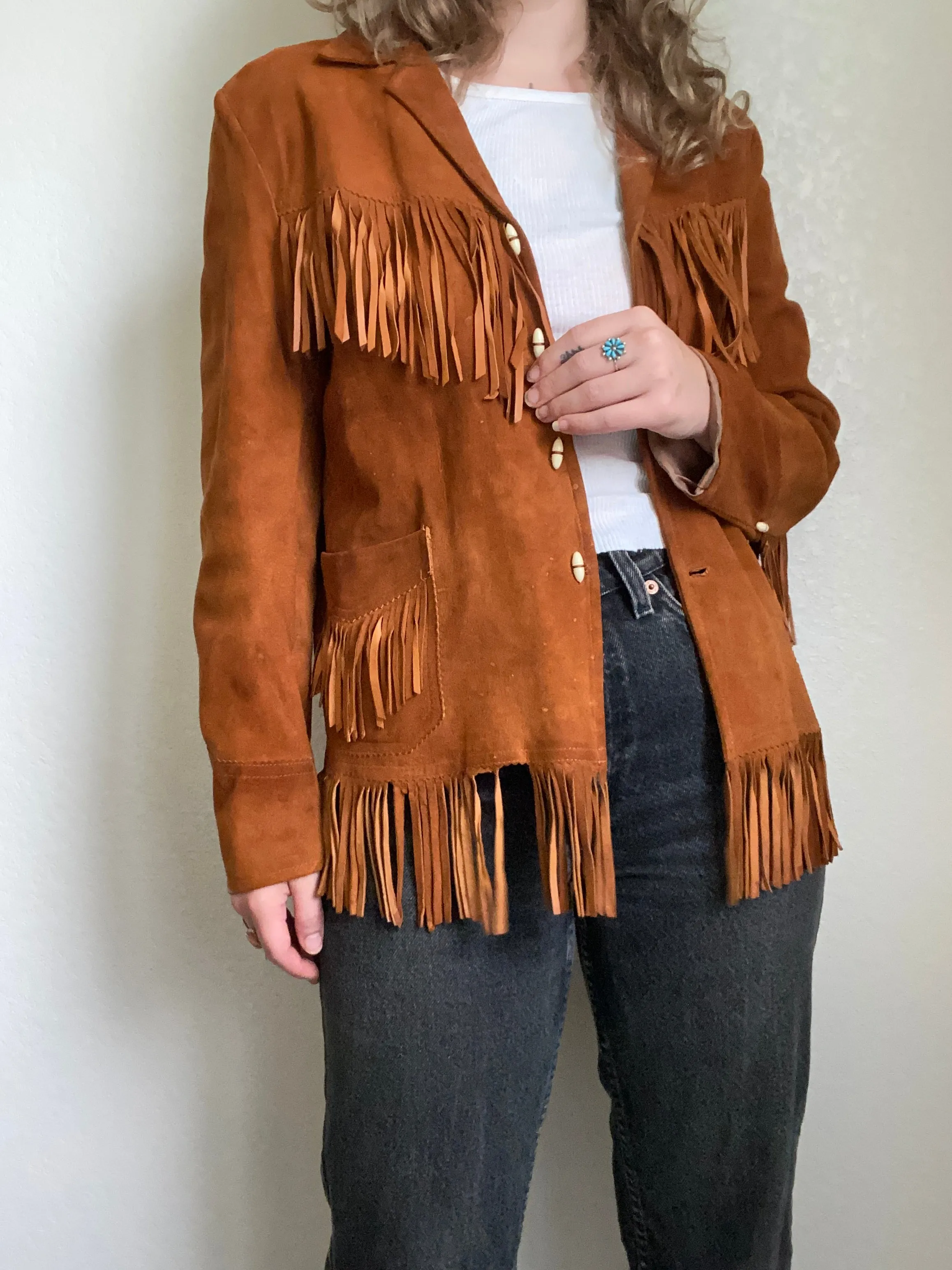 1960s 1970s Sylvia Leather Fringe Jacket