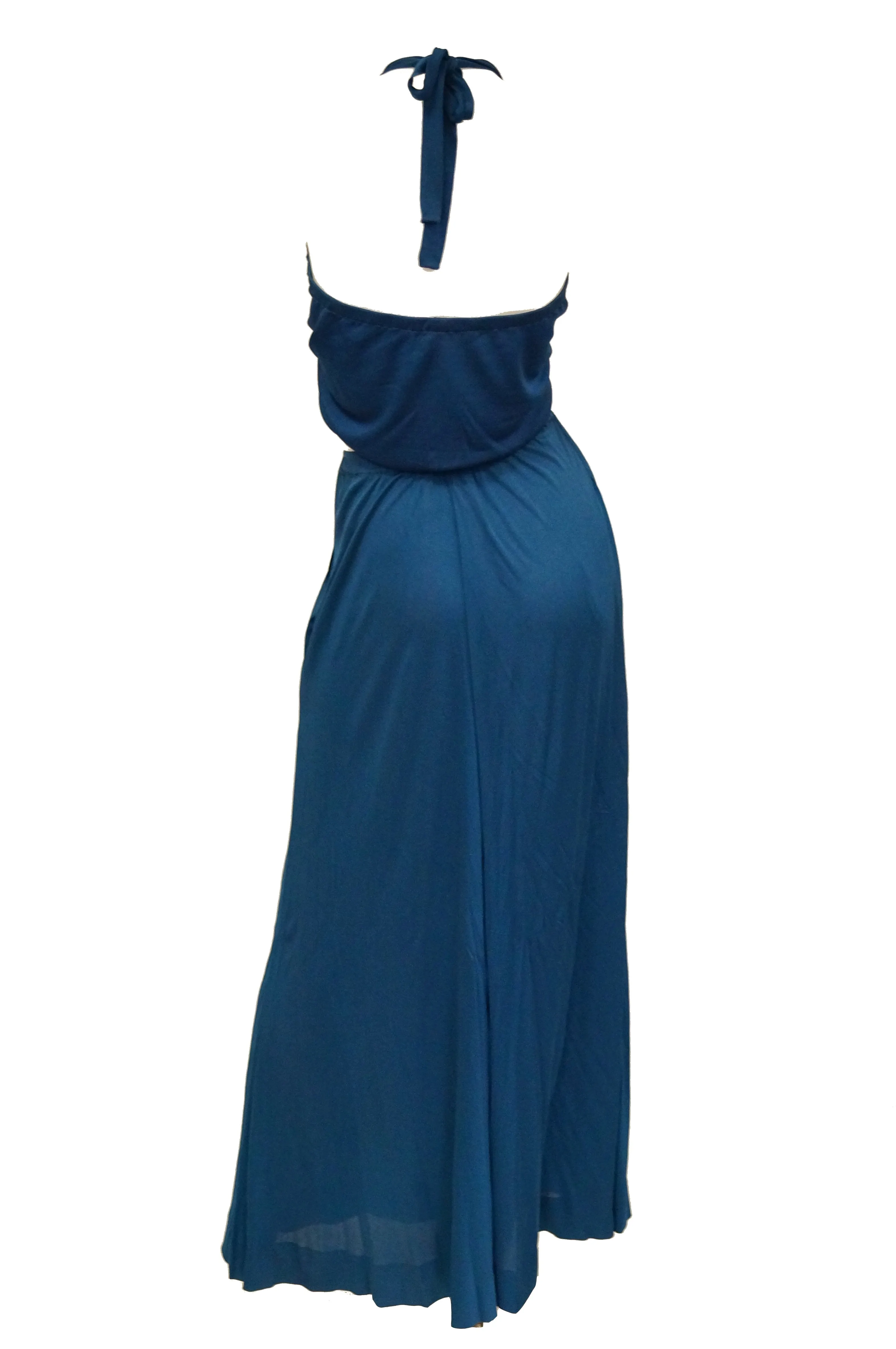1970s Holly's Harp Royal Blue Stretch Knit Ensemble