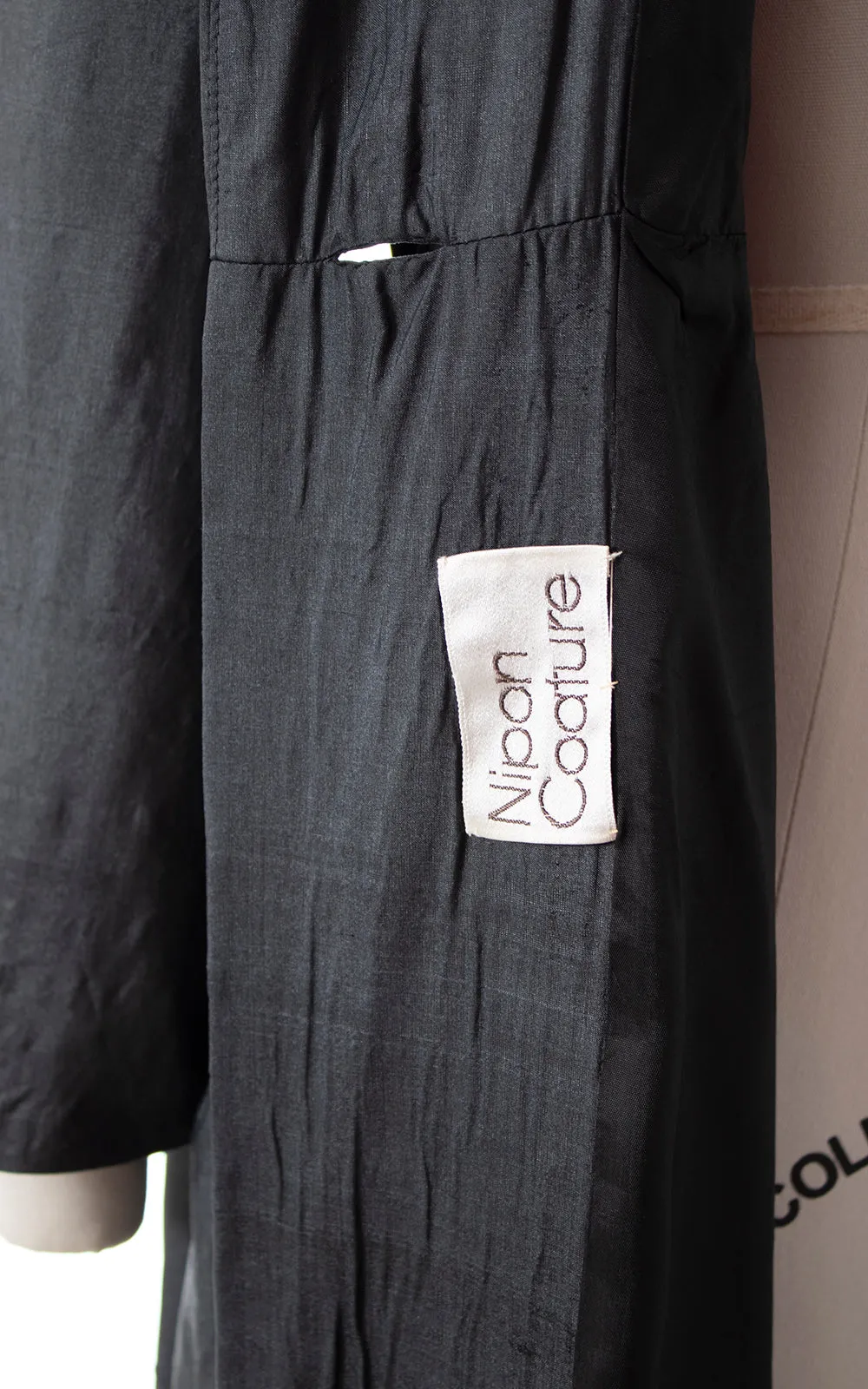 1980s ALBERT NIPON Black Silk Belted Coat | small