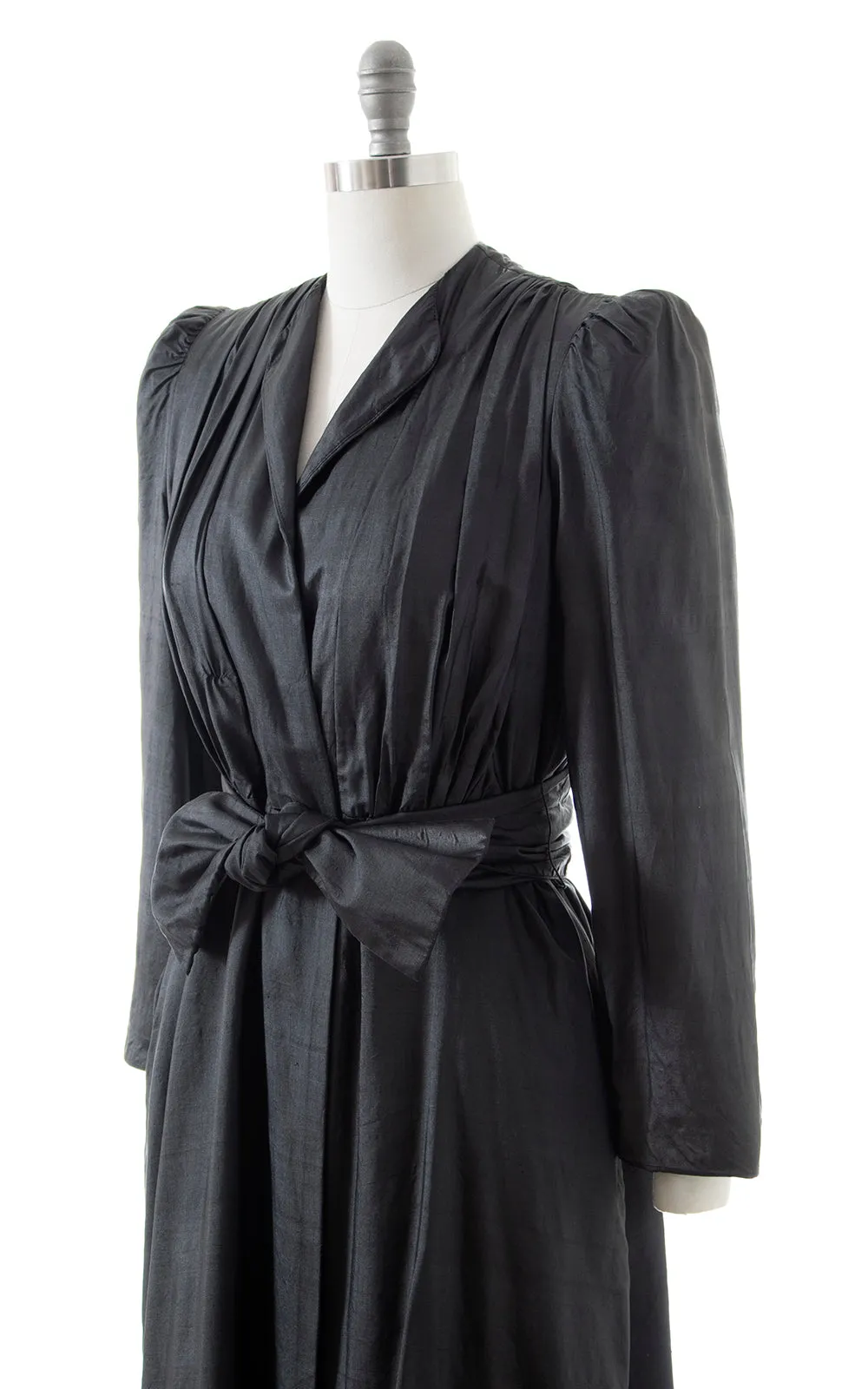 1980s ALBERT NIPON Black Silk Belted Coat | small