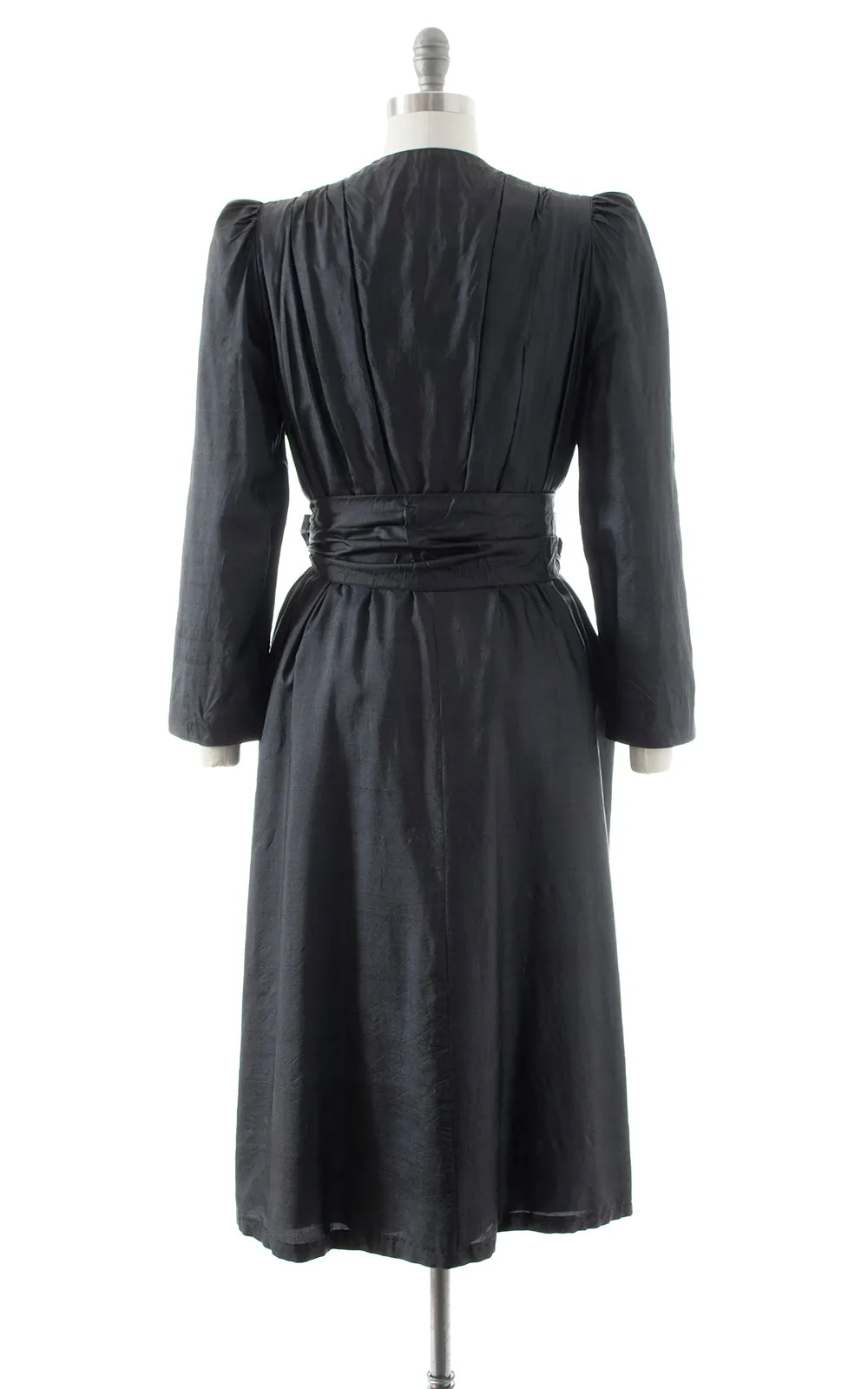 1980s ALBERT NIPON Black Silk Belted Coat | small