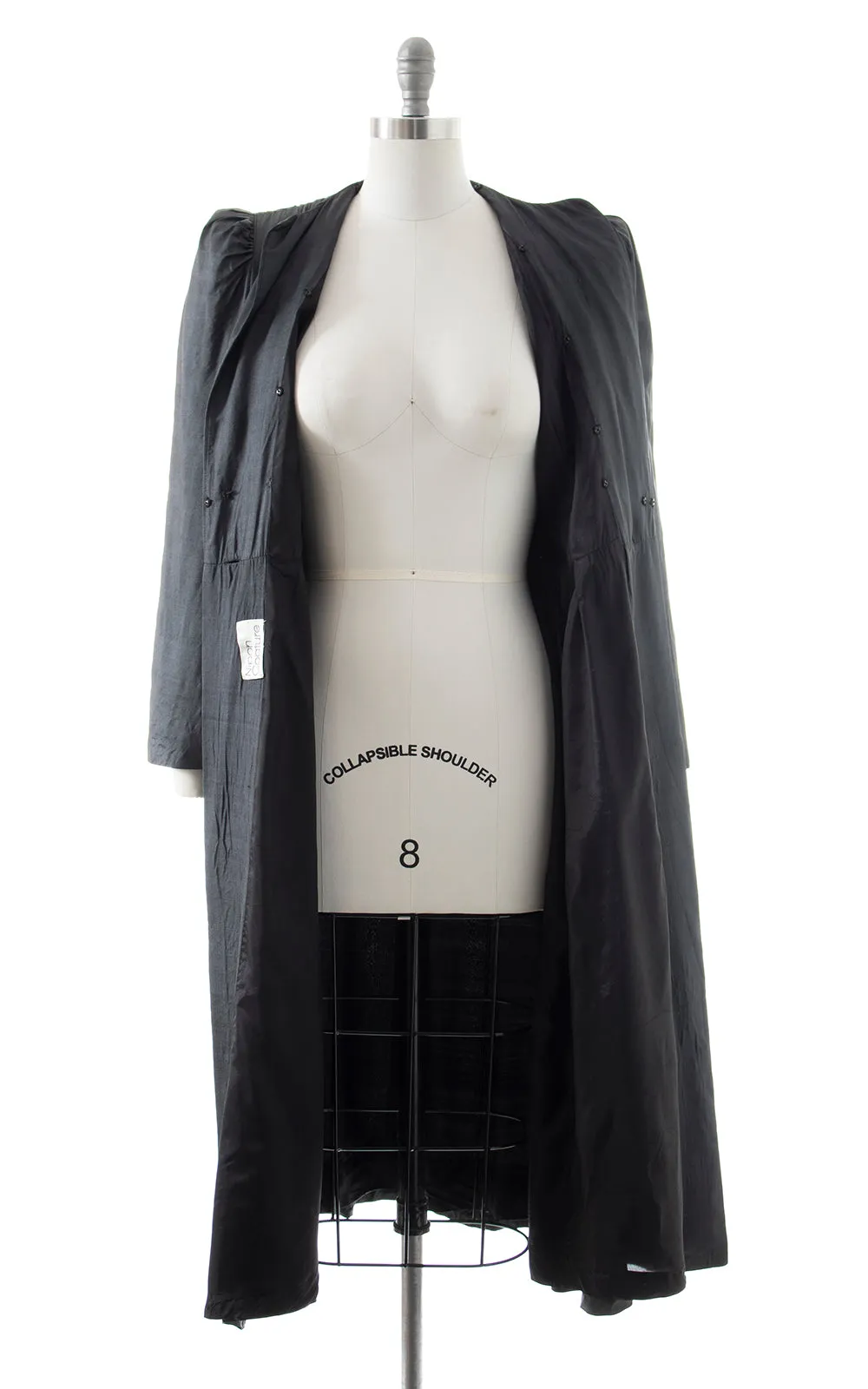 1980s ALBERT NIPON Black Silk Belted Coat | small