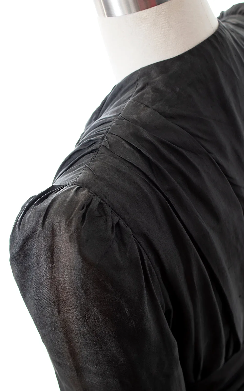 1980s ALBERT NIPON Black Silk Belted Coat | small