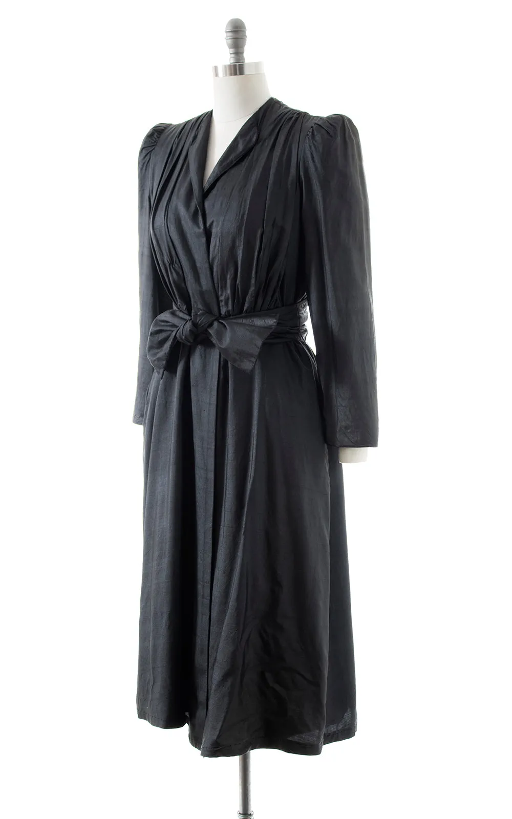 1980s ALBERT NIPON Black Silk Belted Coat | small
