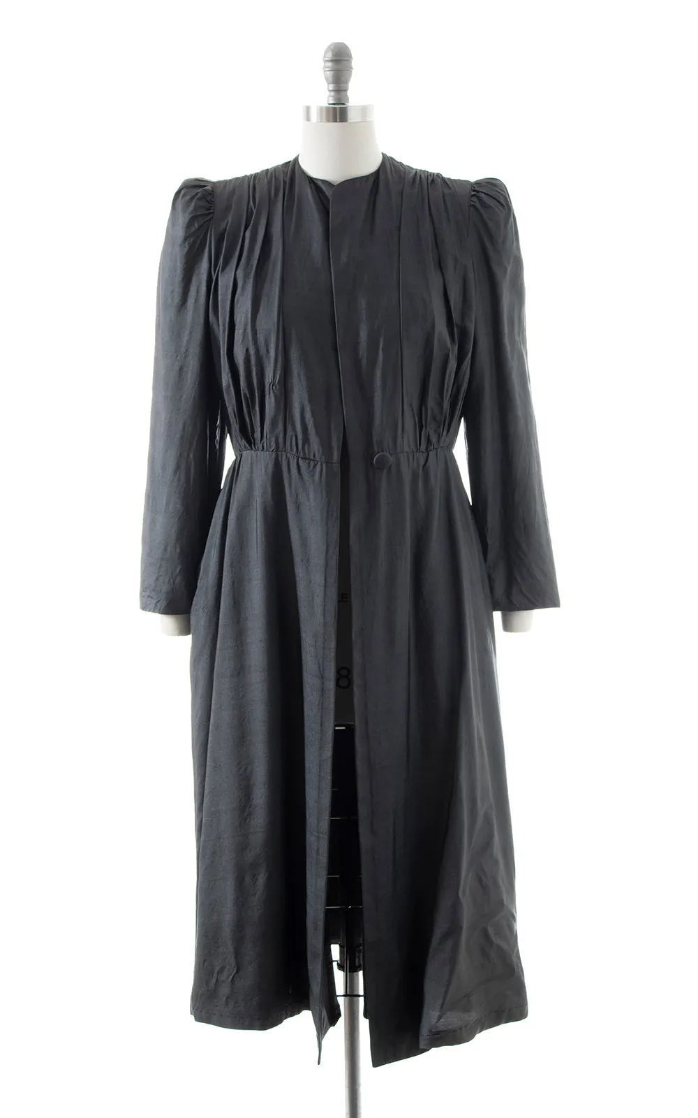 1980s ALBERT NIPON Black Silk Belted Coat | small