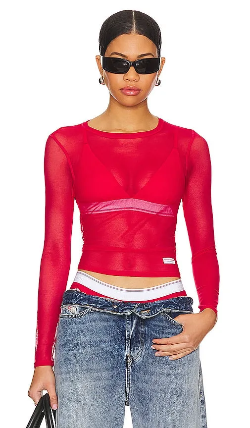 Alexander Wang Bodycon Long Sleeve Tee in Red