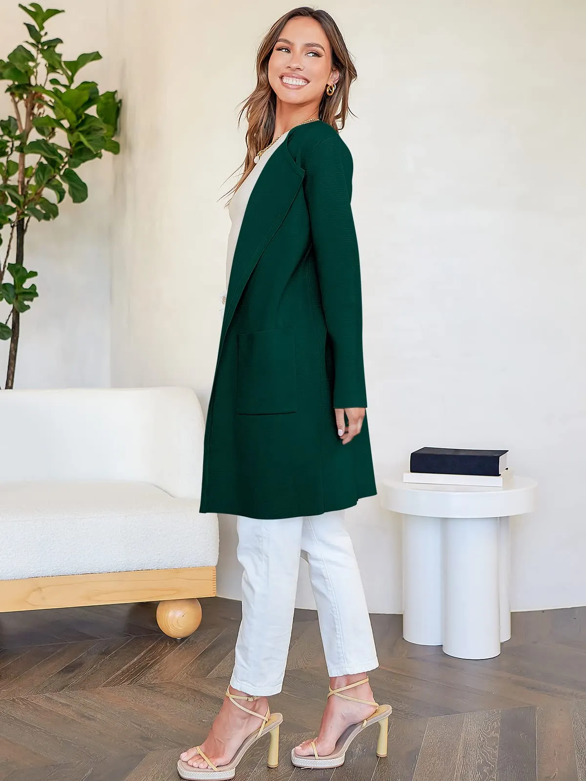ANRABESS Women's Open Front Knit Lightweight Cardigan Casual Long Coatigan Sweater Lady Jacket Coat 2024 Fall Outerwear