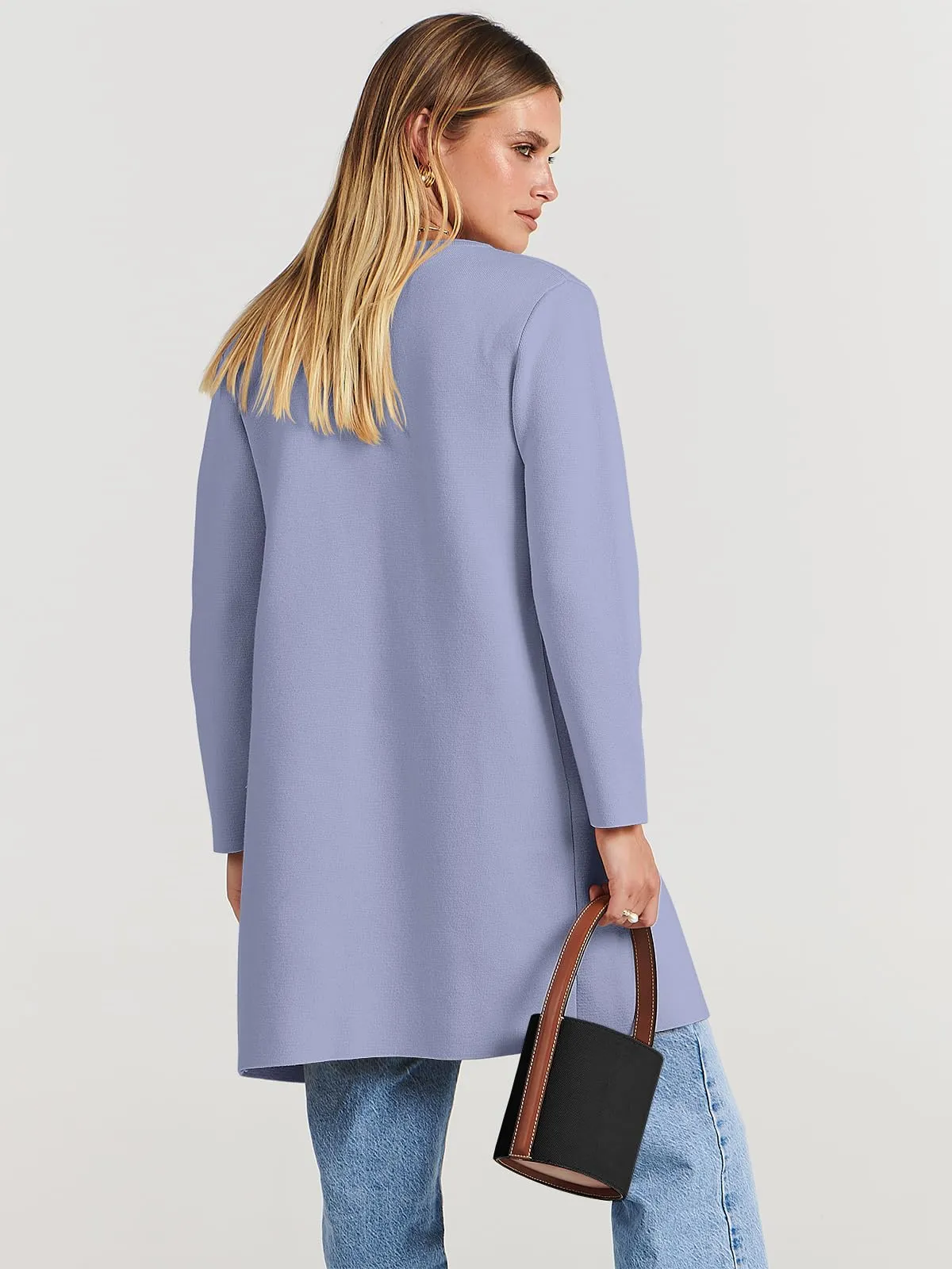 ANRABESS Women's Open Front Knit Lightweight Cardigan Casual Long Coatigan Sweater Lady Jacket Coat 2024 Fall Outerwear