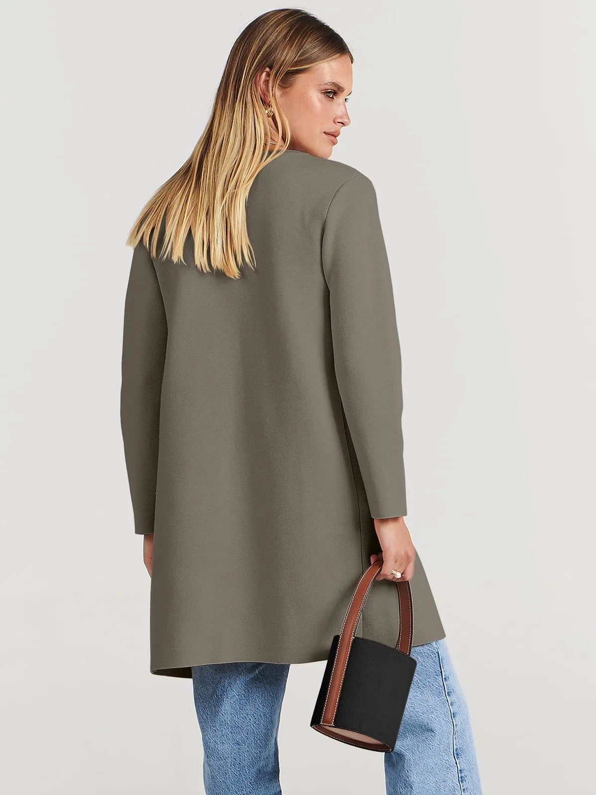 ANRABESS Women's Open Front Knit Lightweight Cardigan Casual Long Coatigan Sweater Lady Jacket Coat 2024 Fall Outerwear