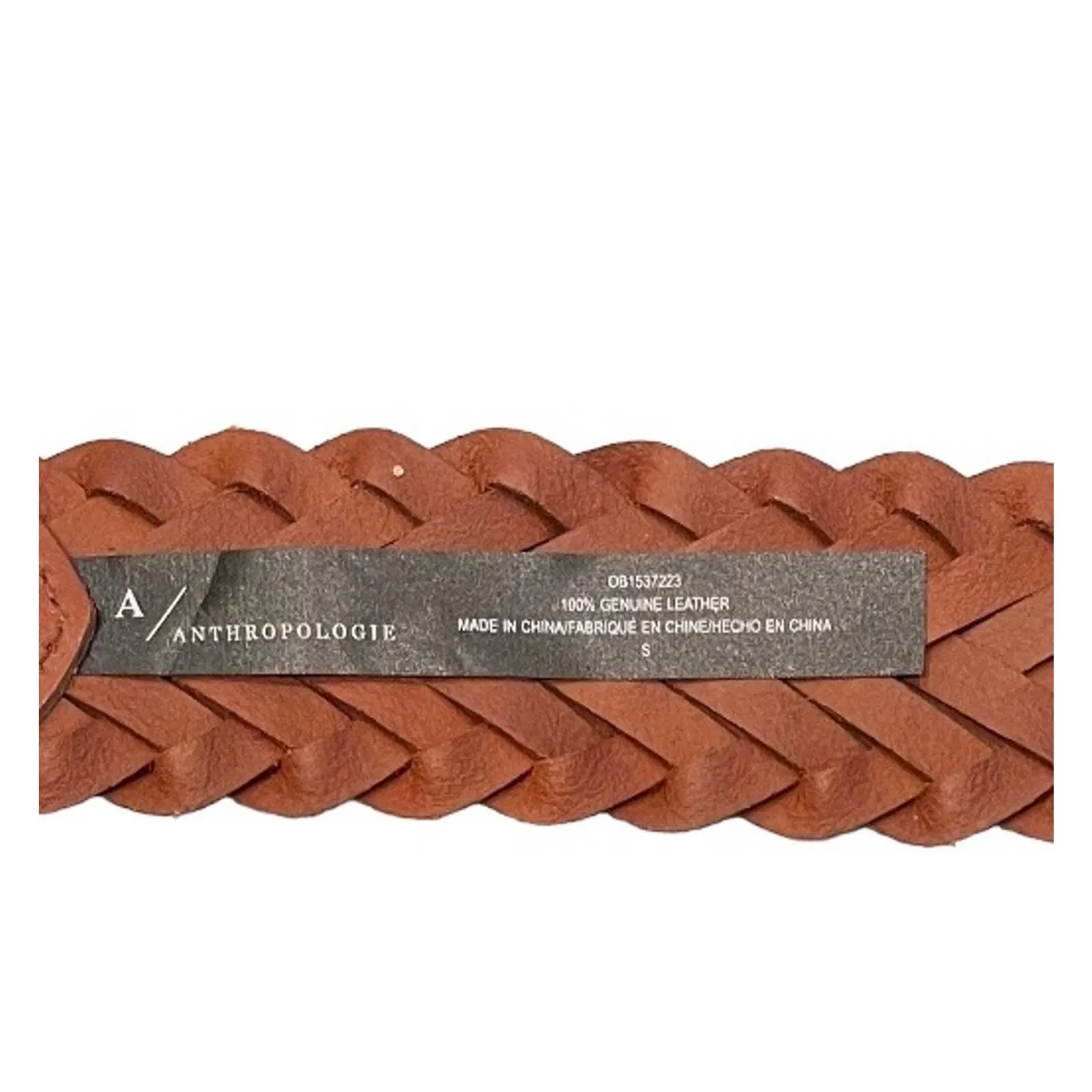 Anthropologie Cognac Woven Waist Leather Belt Size Medium New