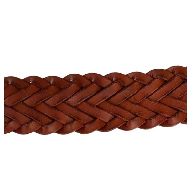 Anthropologie Cognac Woven Waist Leather Belt Size Small New
