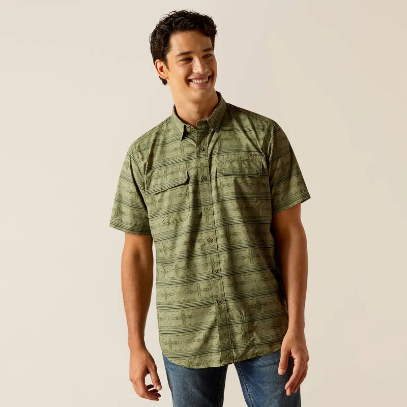 Ariat Mens VentTEK Outbound Fitted Shirt Four Leaf Clover