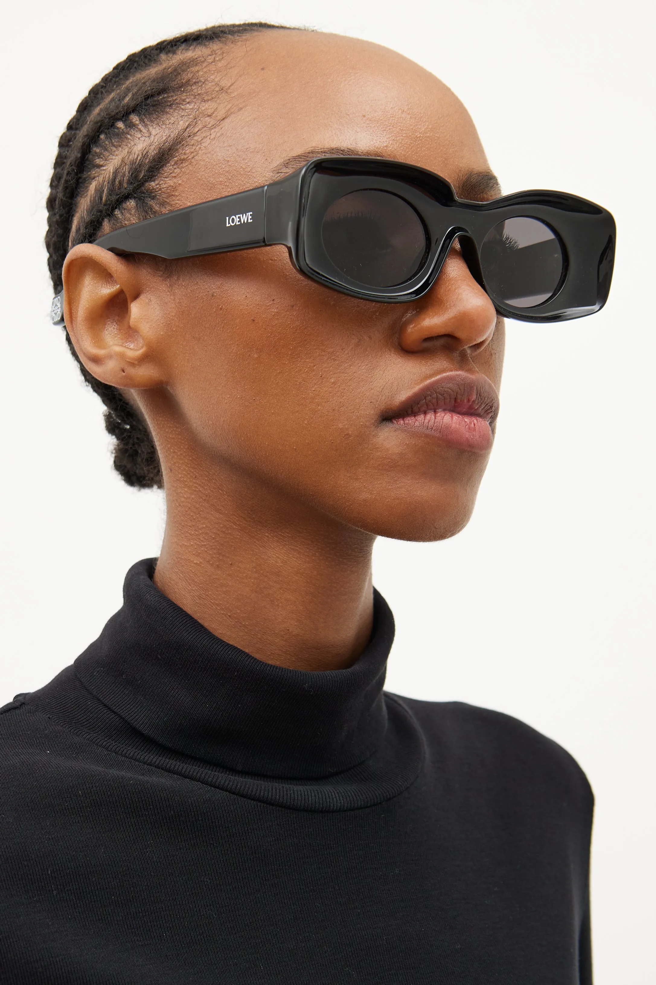 Black Anagram Rectangular Sunglasses