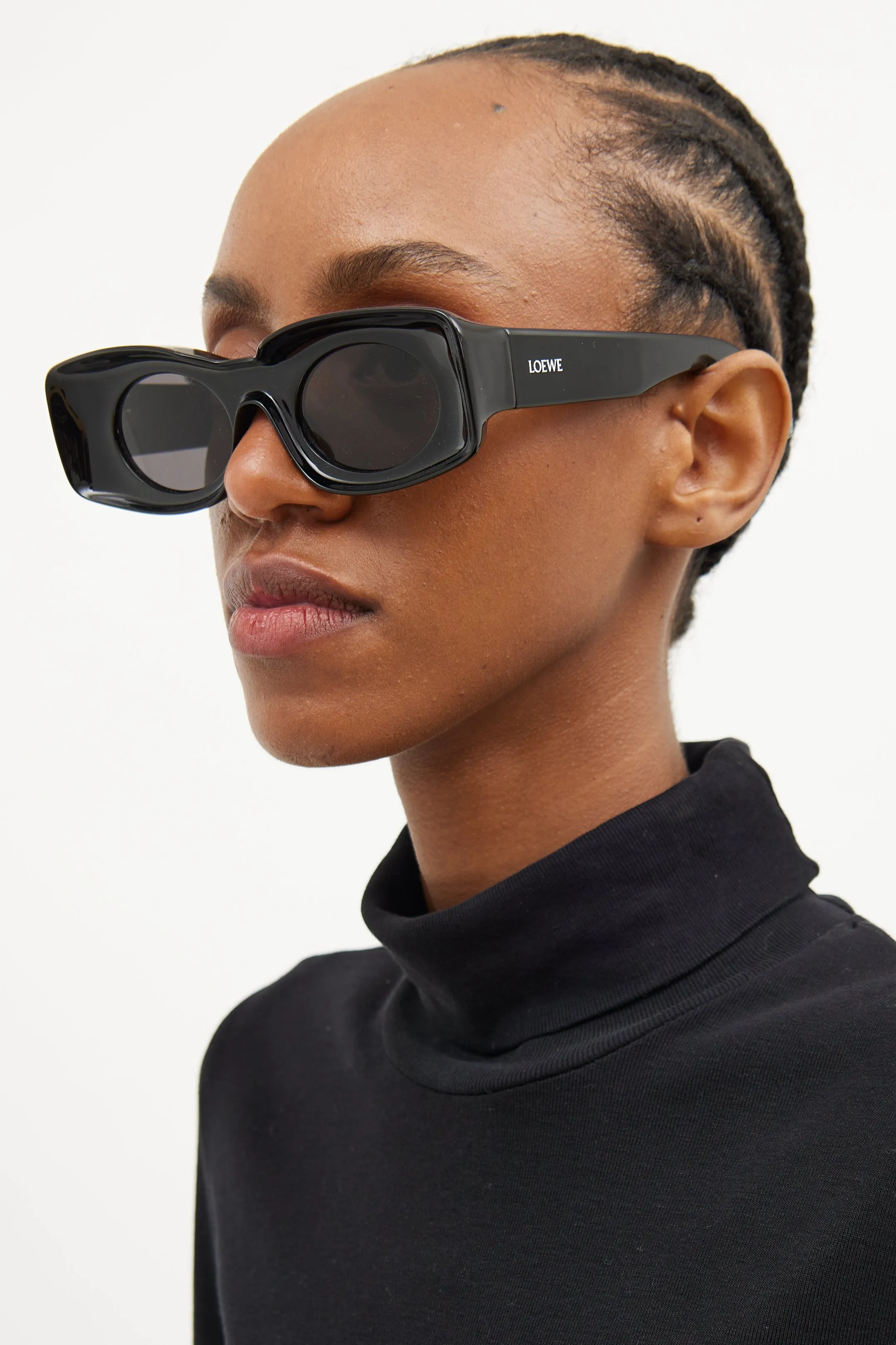 Black Anagram Rectangular Sunglasses