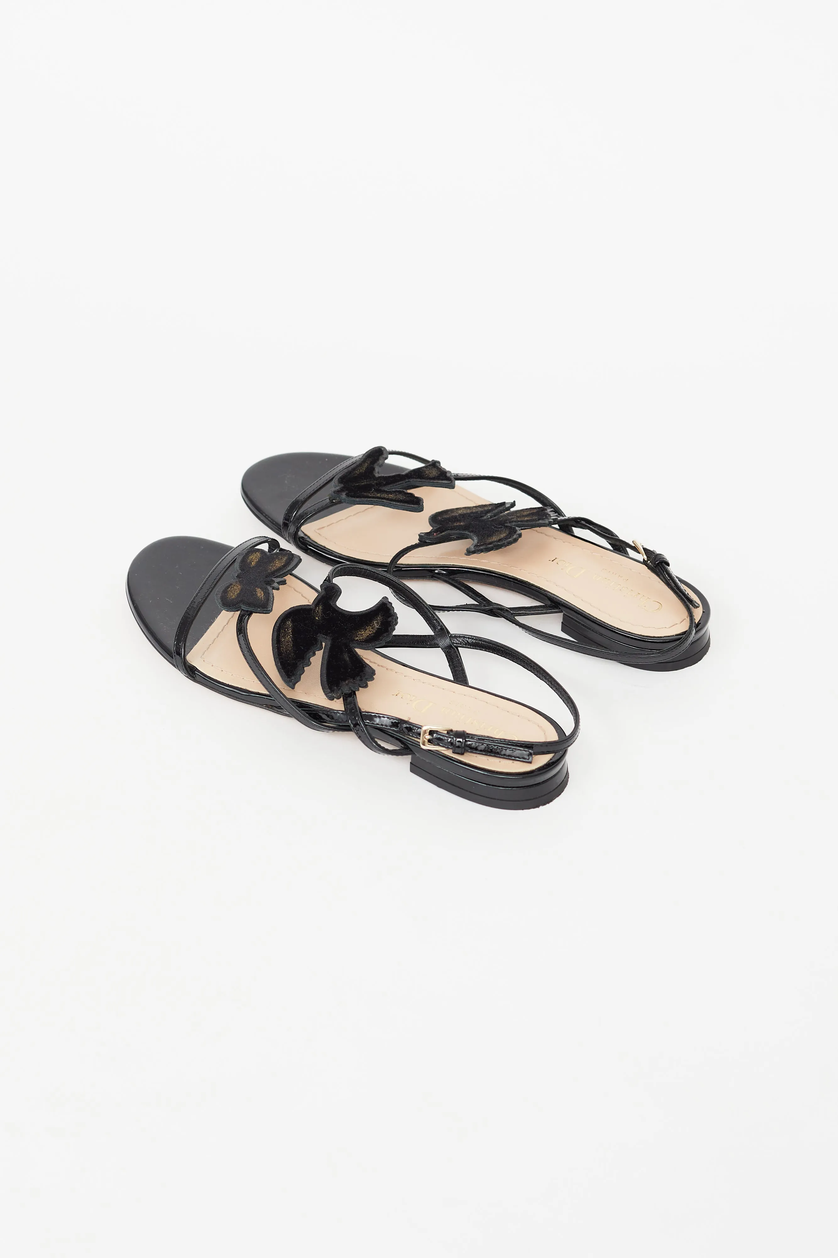 Black Patent Patch Strappy Sandal