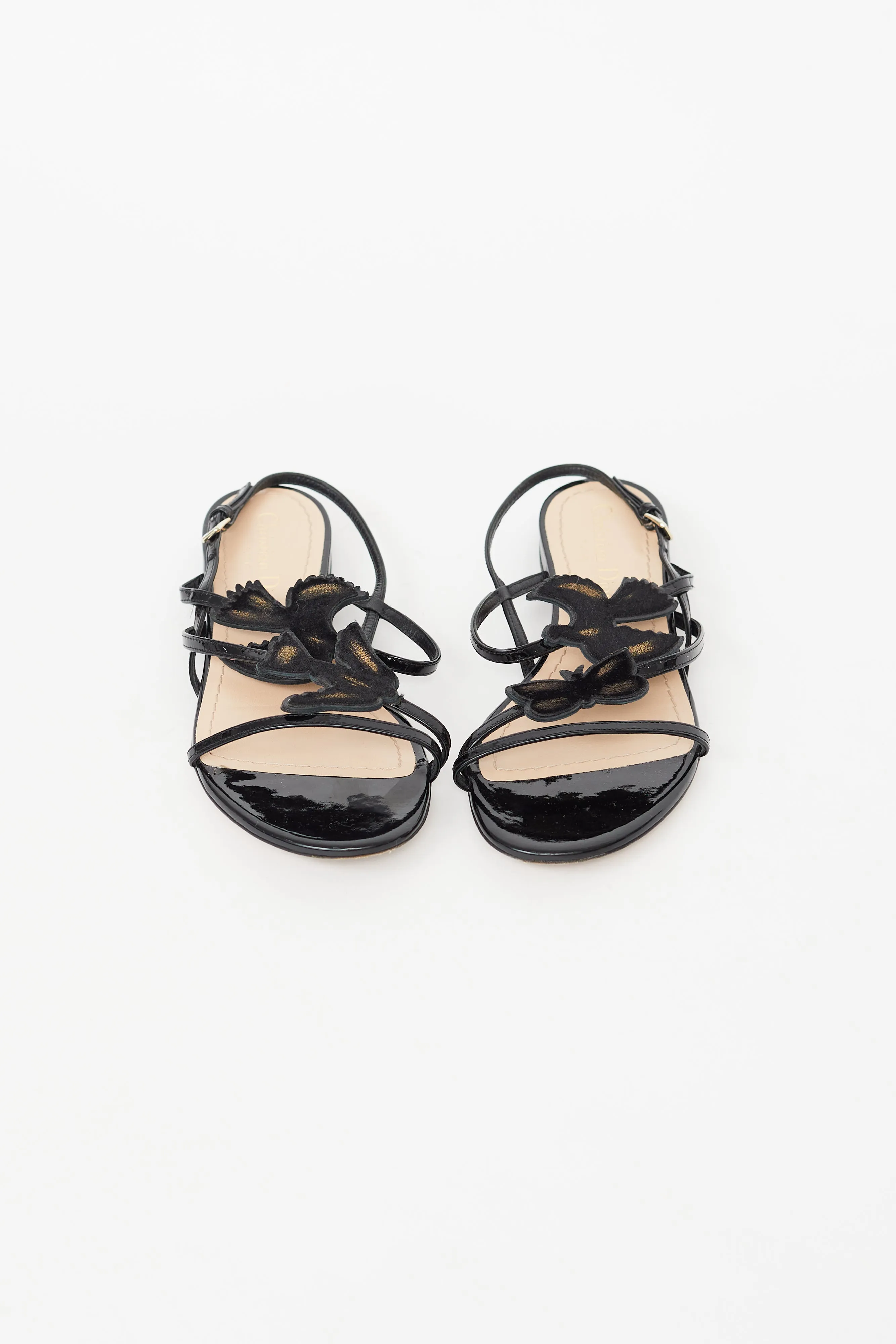 Black Patent Patch Strappy Sandal