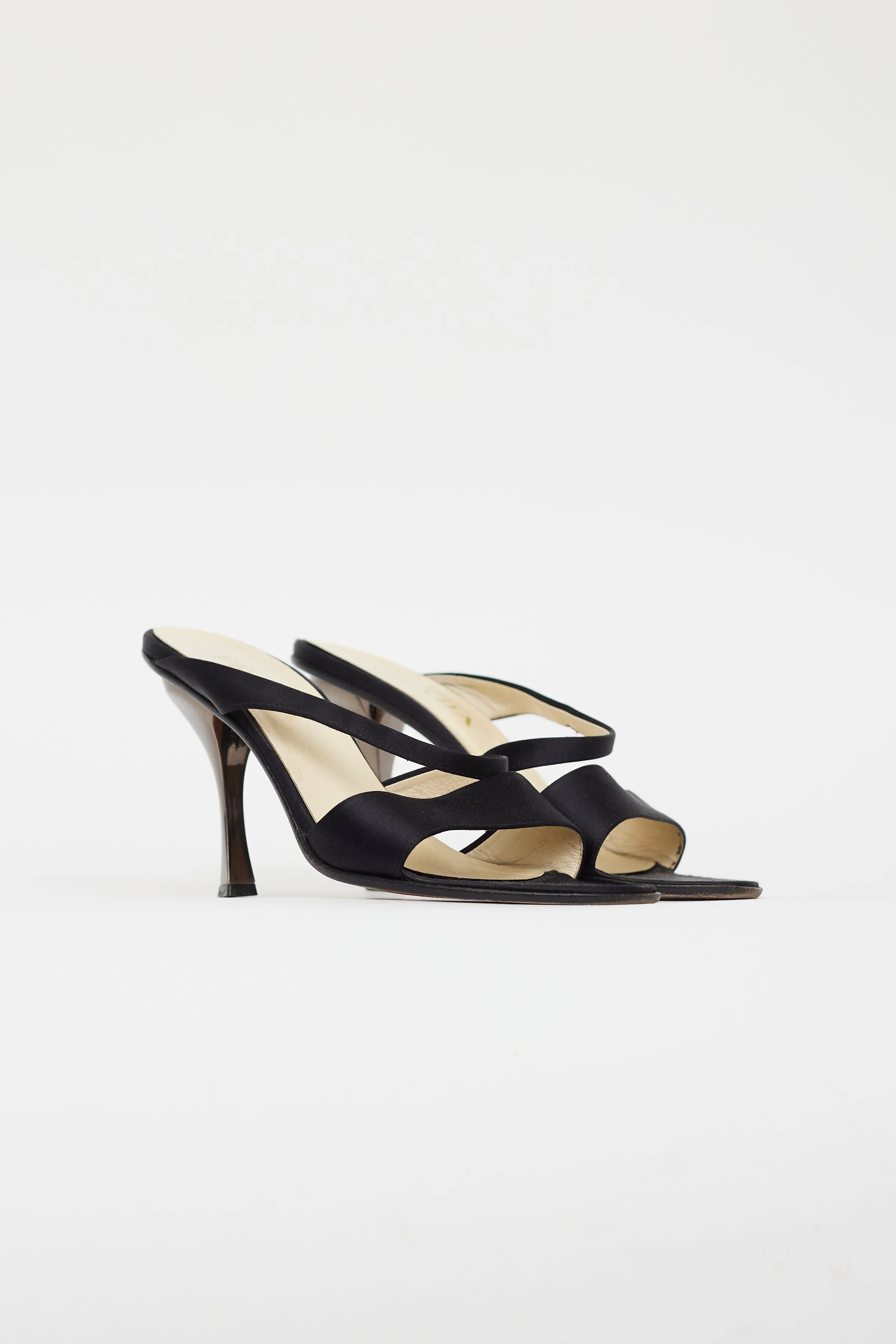 Black Satin Strappy Sandal
