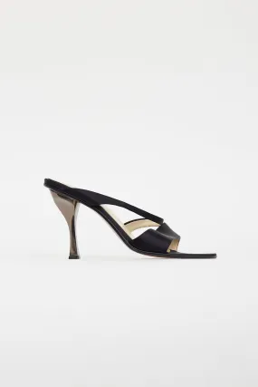 Black Satin Strappy Sandal