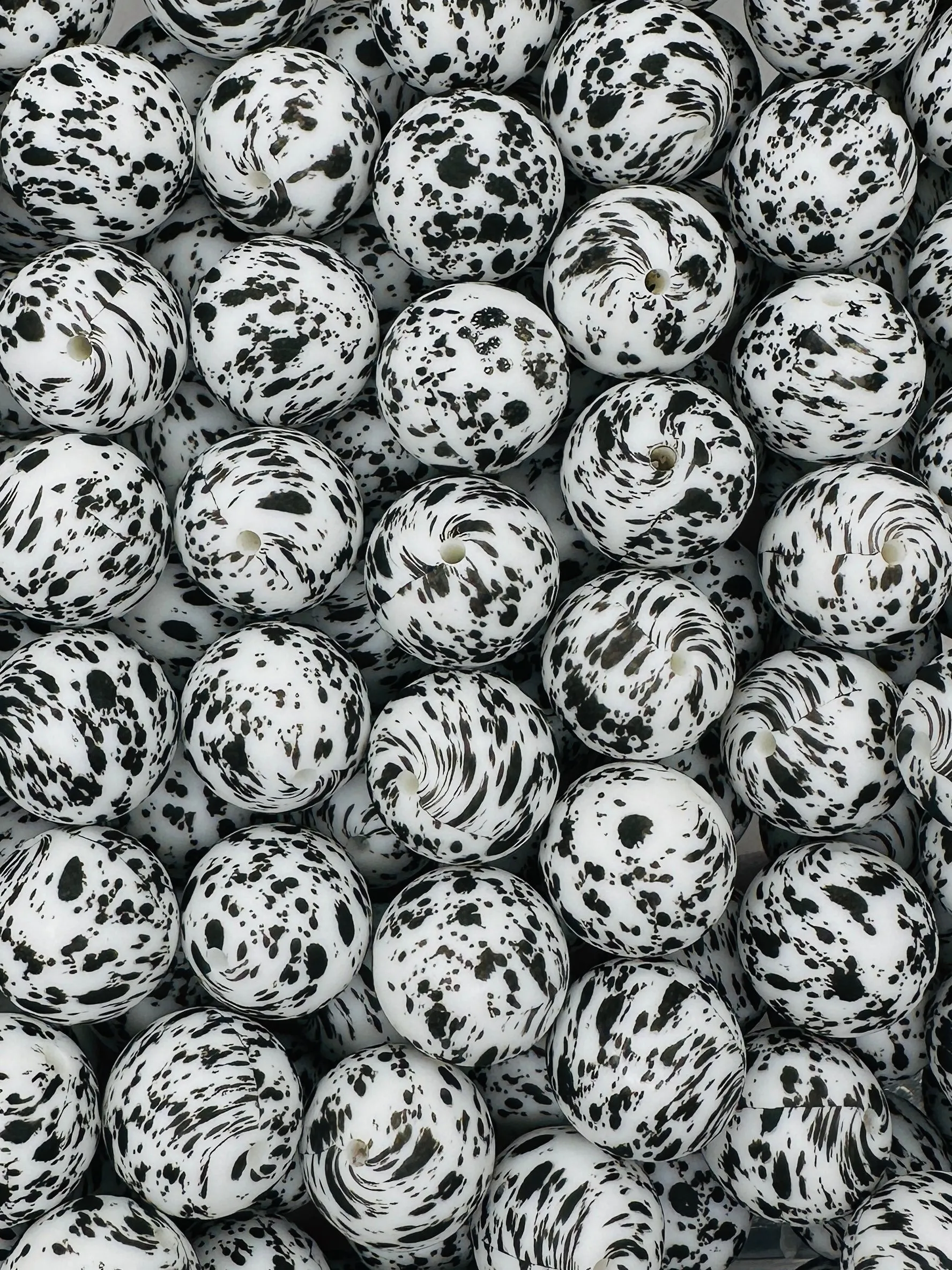 Black Splatter Printed 19mm Printed Bead
