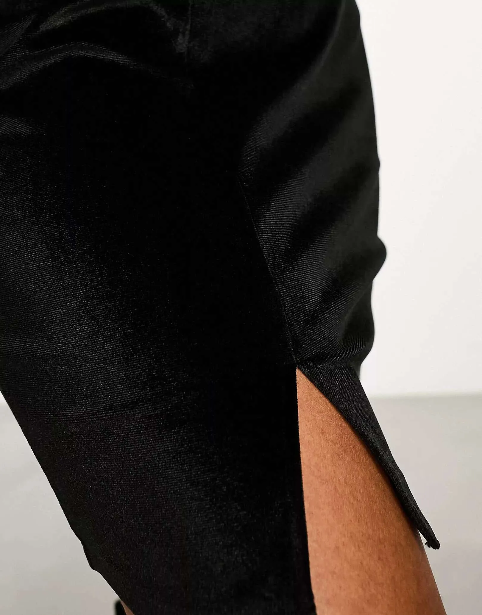 Black velvet Monki miniskirt with split hem