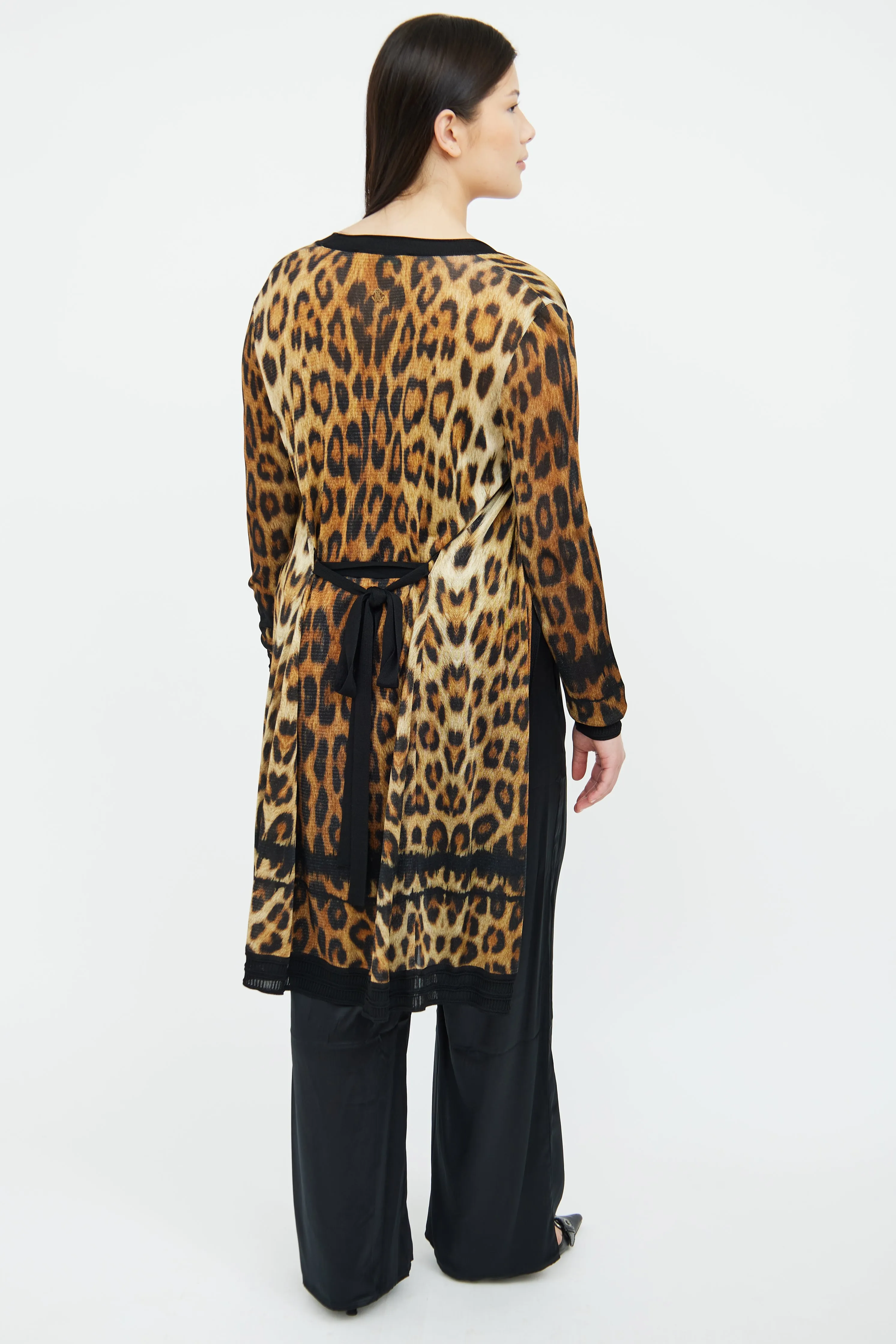 Brown & Black Print Long Sleeve Cardigan