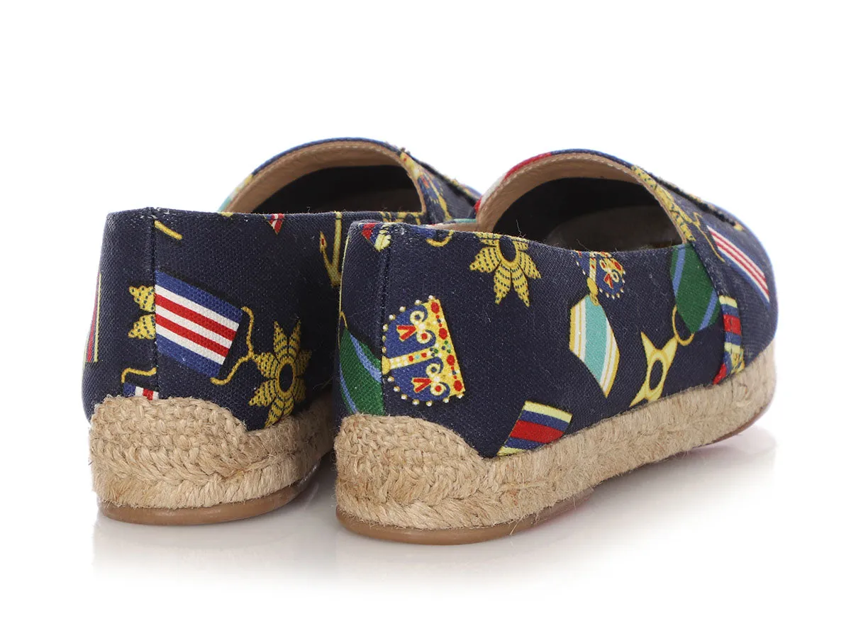 Christian Louboutin Navy and Gold Galia Espadrilles