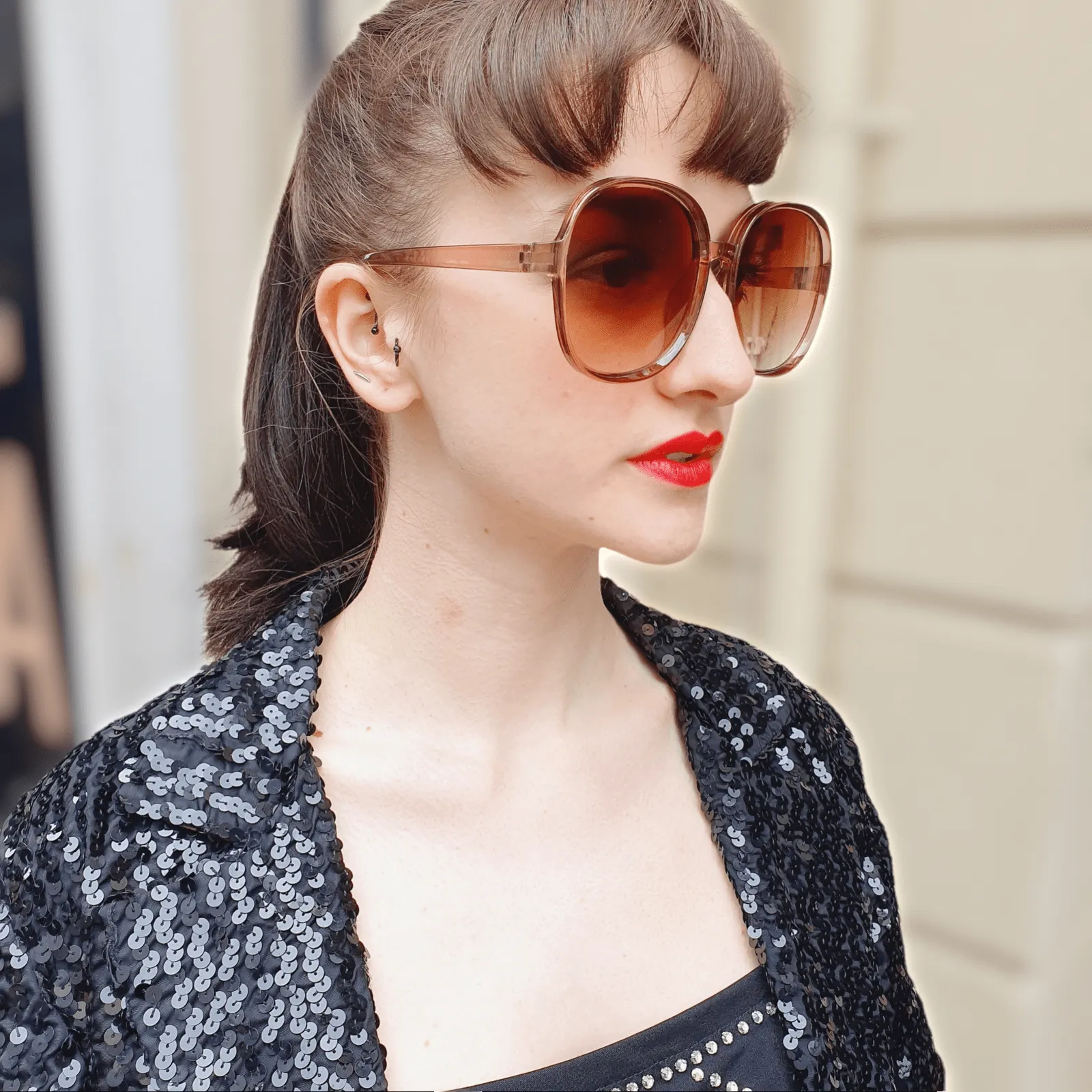 Chunky Oversized Retro Sunglasses - Brown