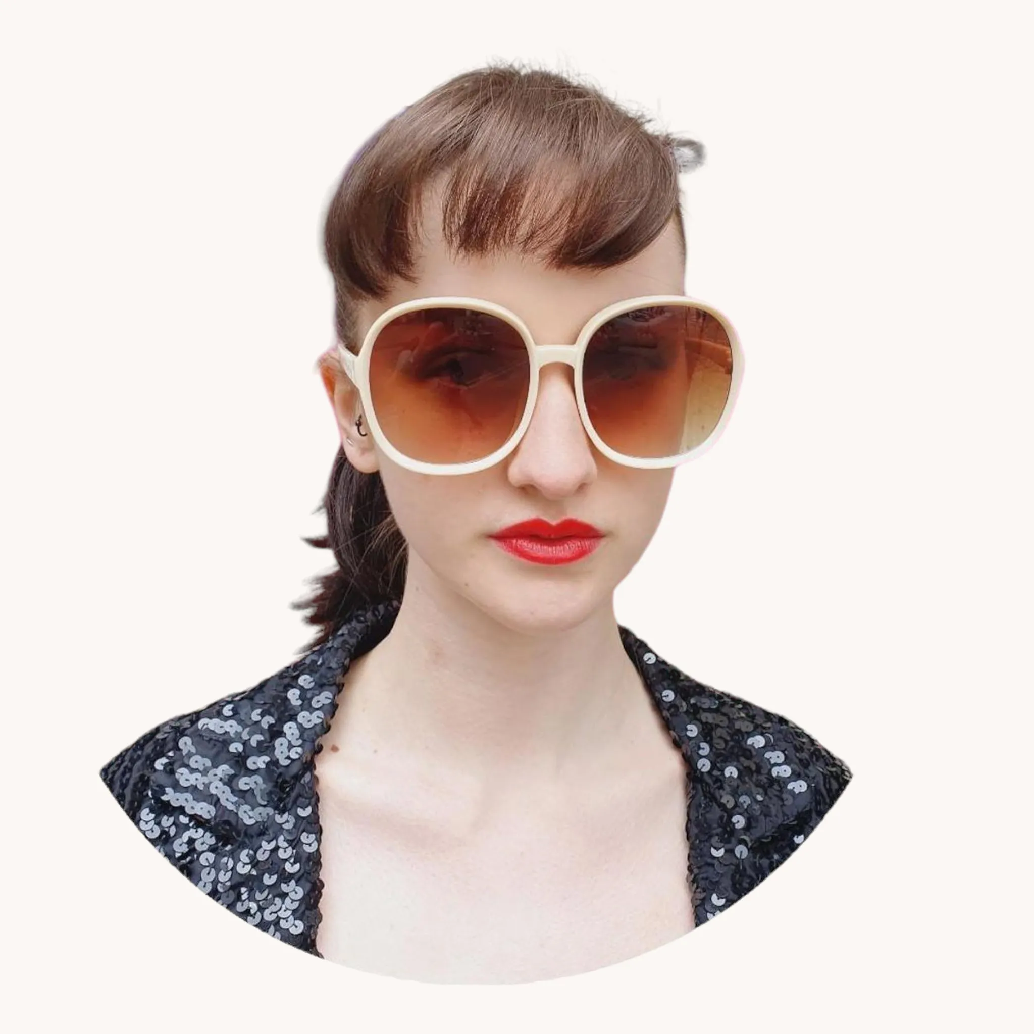 Chunky Oversized Retro Sunglasses - Cream