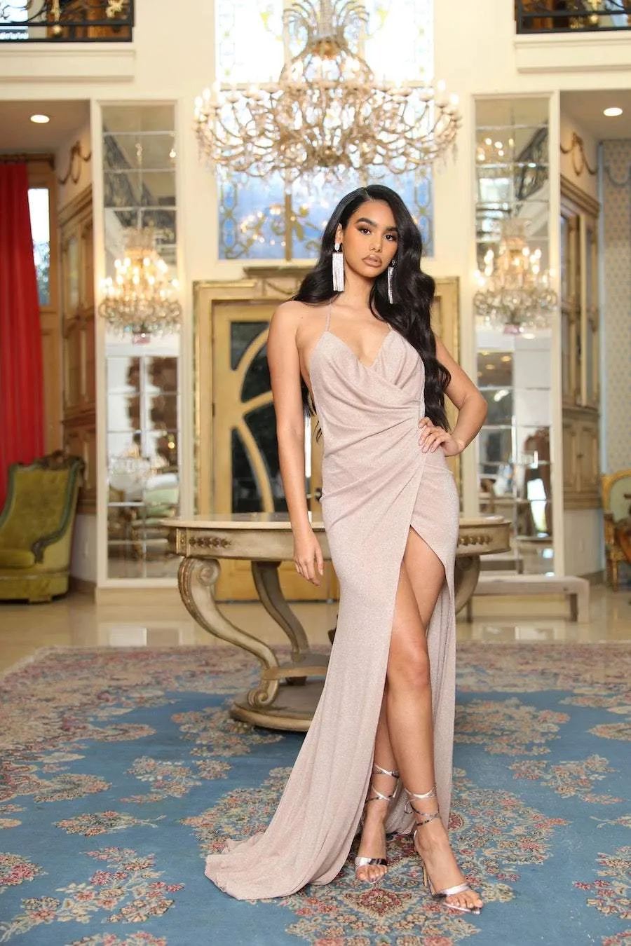 DELIGHTFUL CREME EVENING DRESS