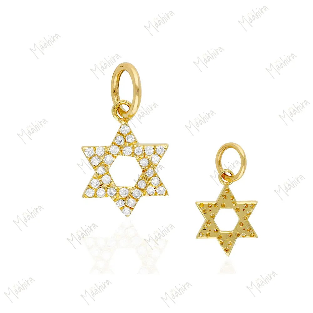 Diamond Star Of David Charms