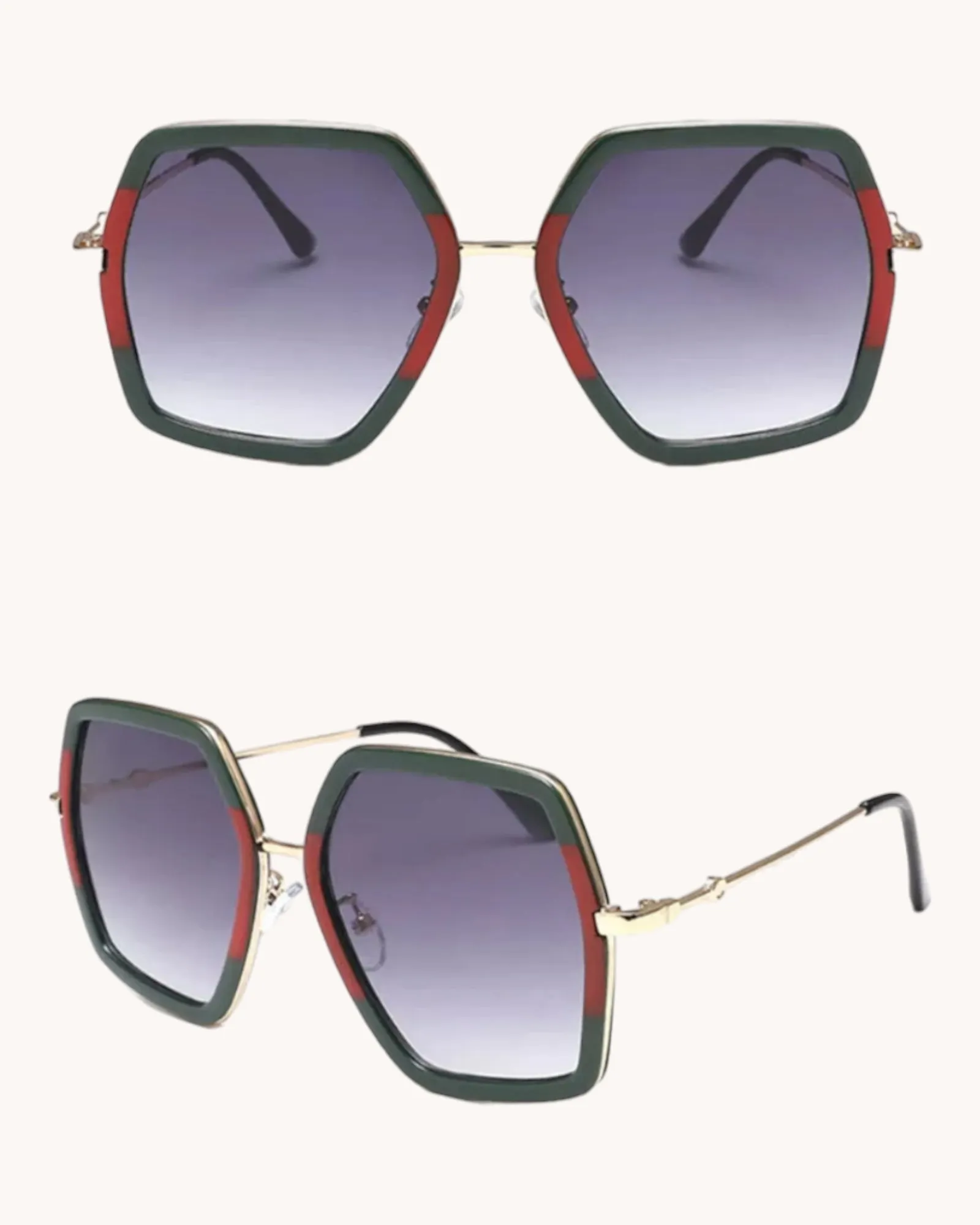 Green/Red Square Frame Shades