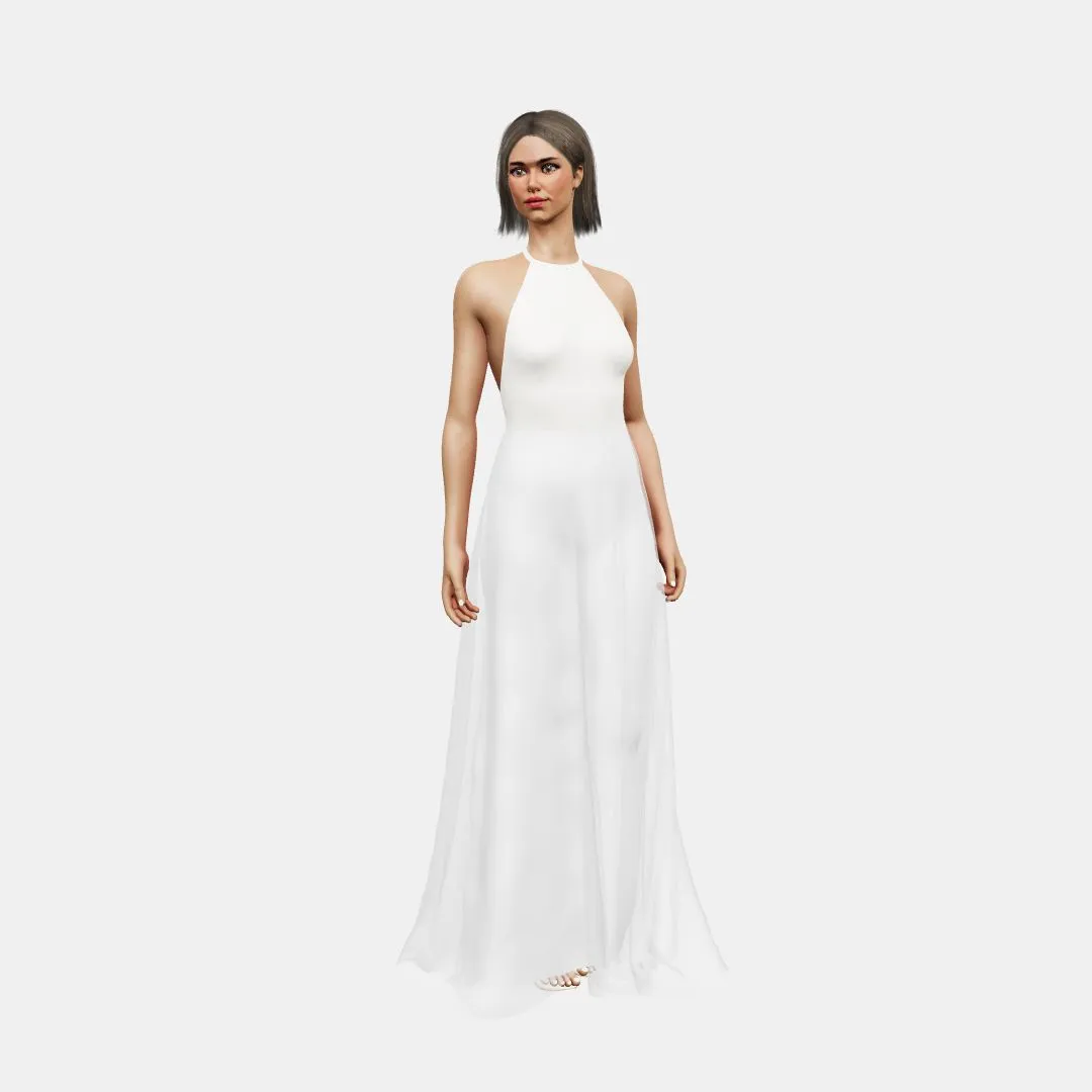 Halter neck & low back   A-lined