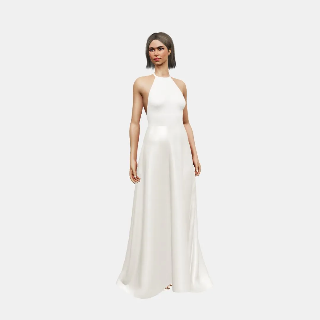 Halter neck & low back   A-lined