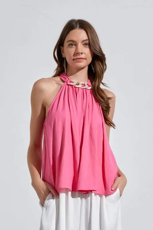Halter Top with Chain Detail