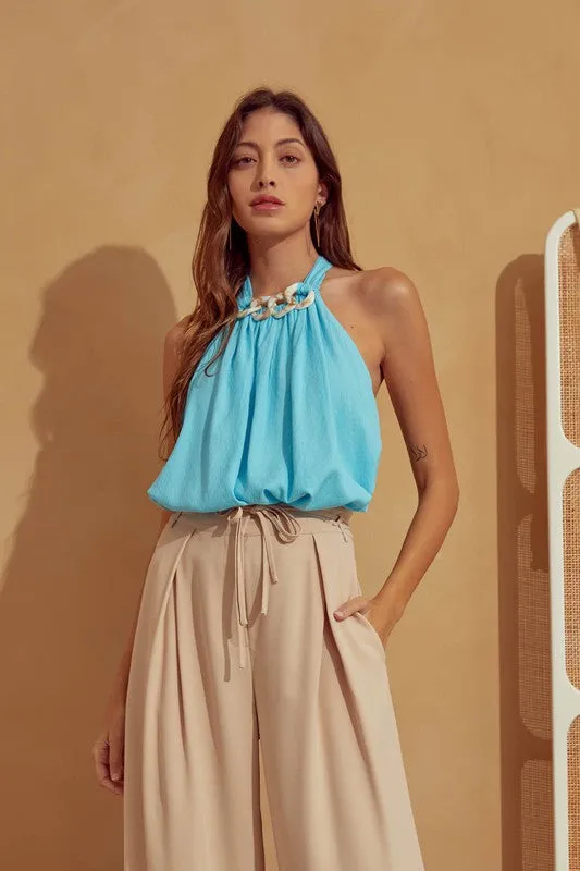 Halter Top with Chain Detail