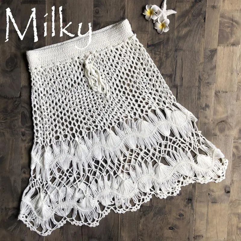 Knitted High Waist Hollow Out Skirt