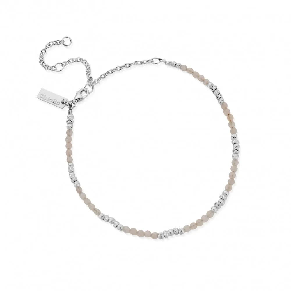 Passionate Sun Rose Quartz Anklet - Silver - SANRQ