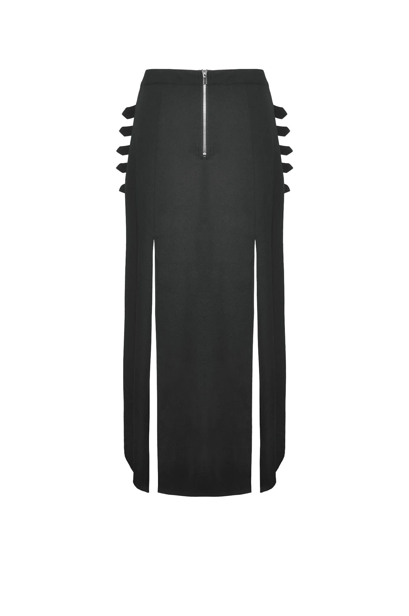 Punk Black Slit Metal Long Skirt KW367