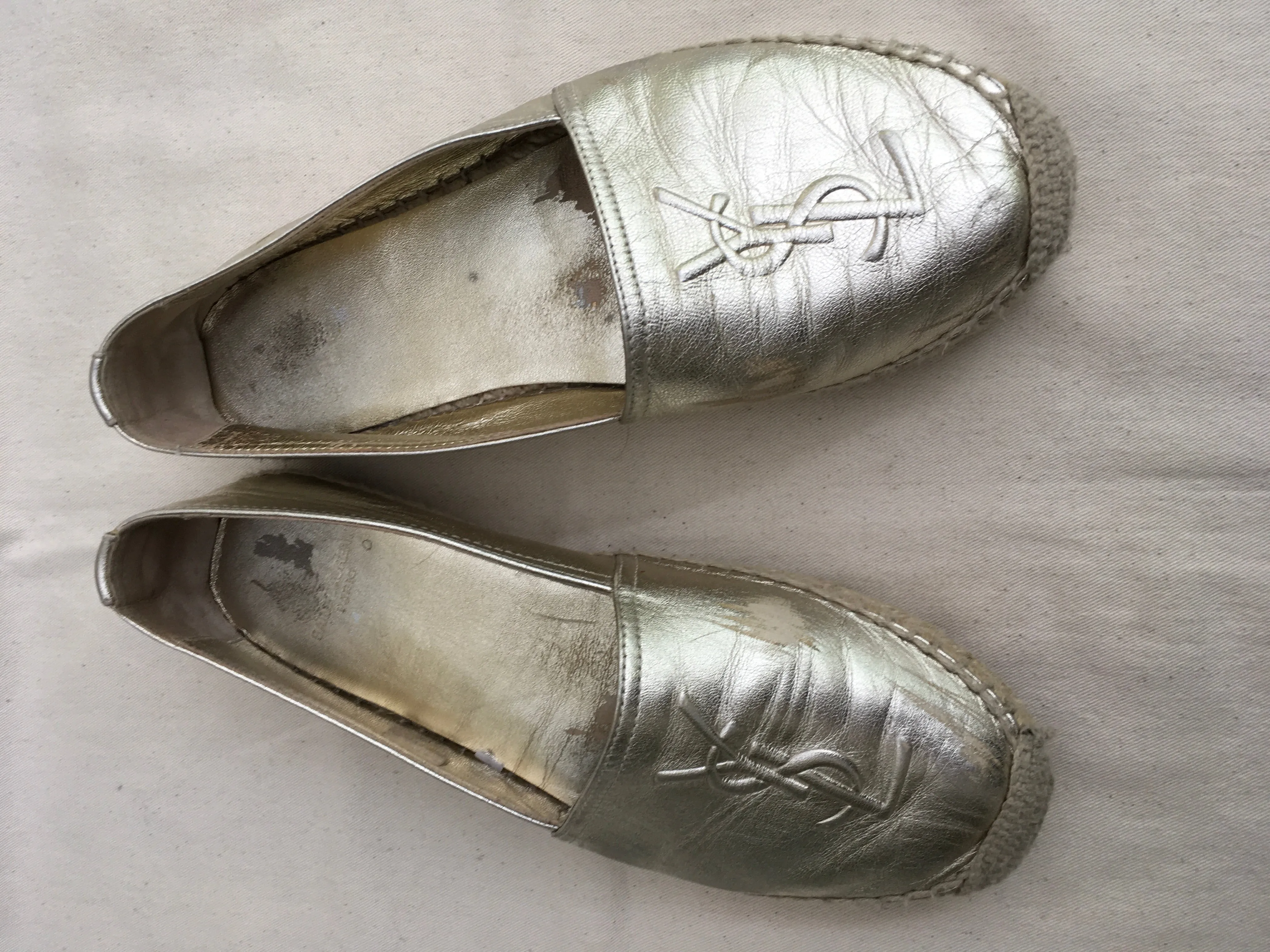 SAINT LAURENT Metallic Leather Espadrilles Shoes Size 36 UK 3 US 6 ladies