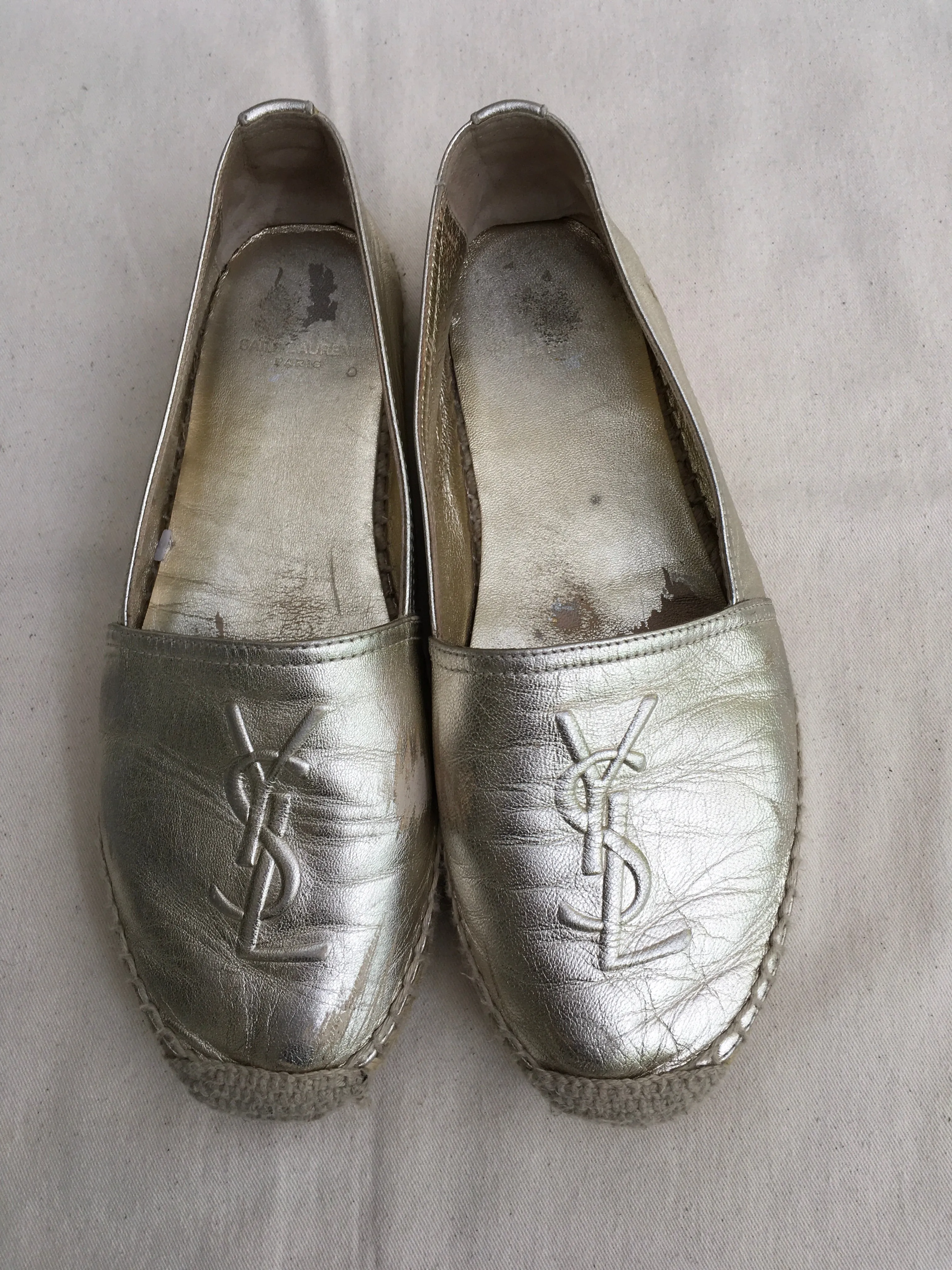 SAINT LAURENT Metallic Leather Espadrilles Shoes Size 36 UK 3 US 6 ladies