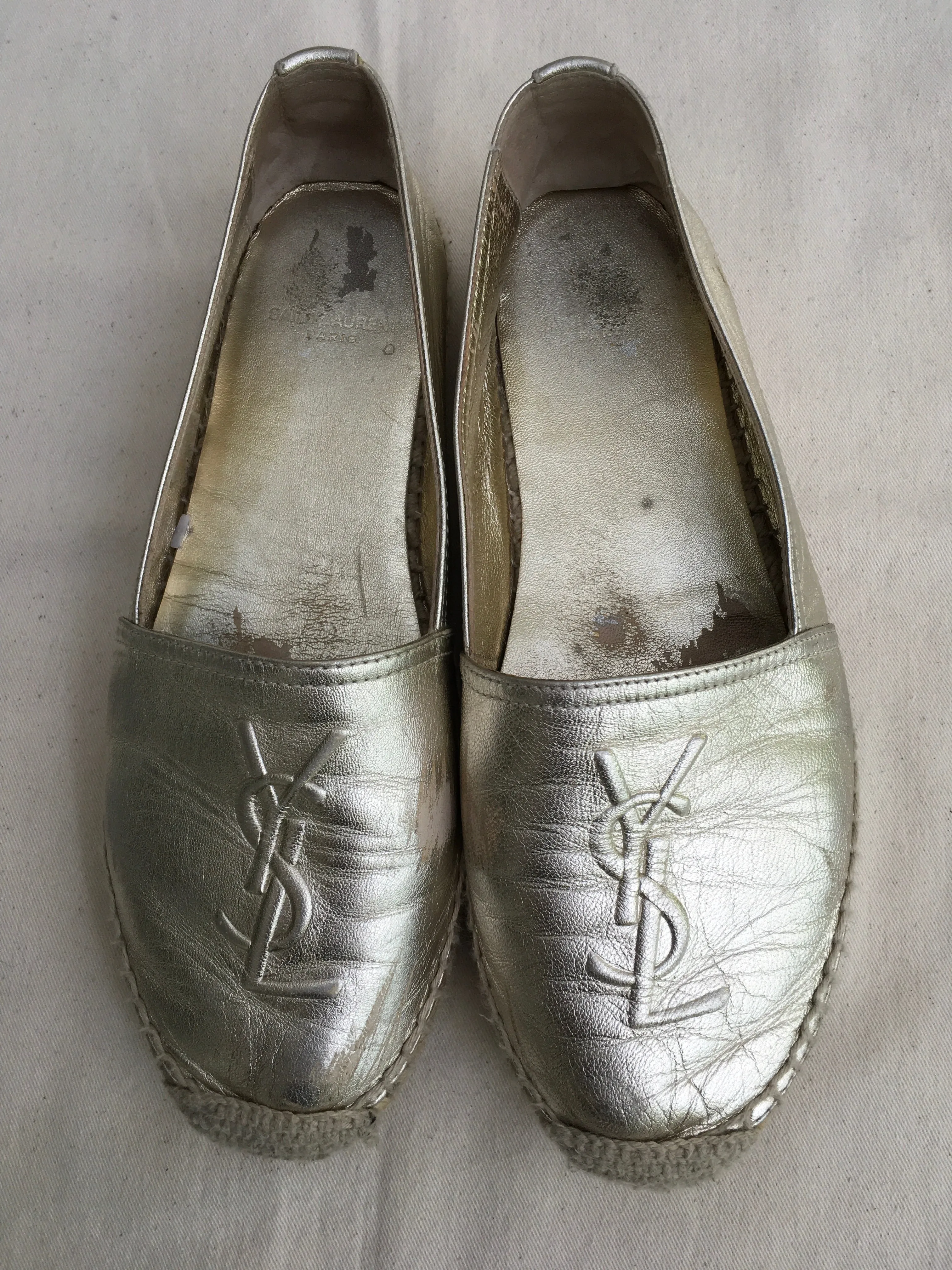 SAINT LAURENT Metallic Leather Espadrilles Shoes Size 36 UK 3 US 6 ladies