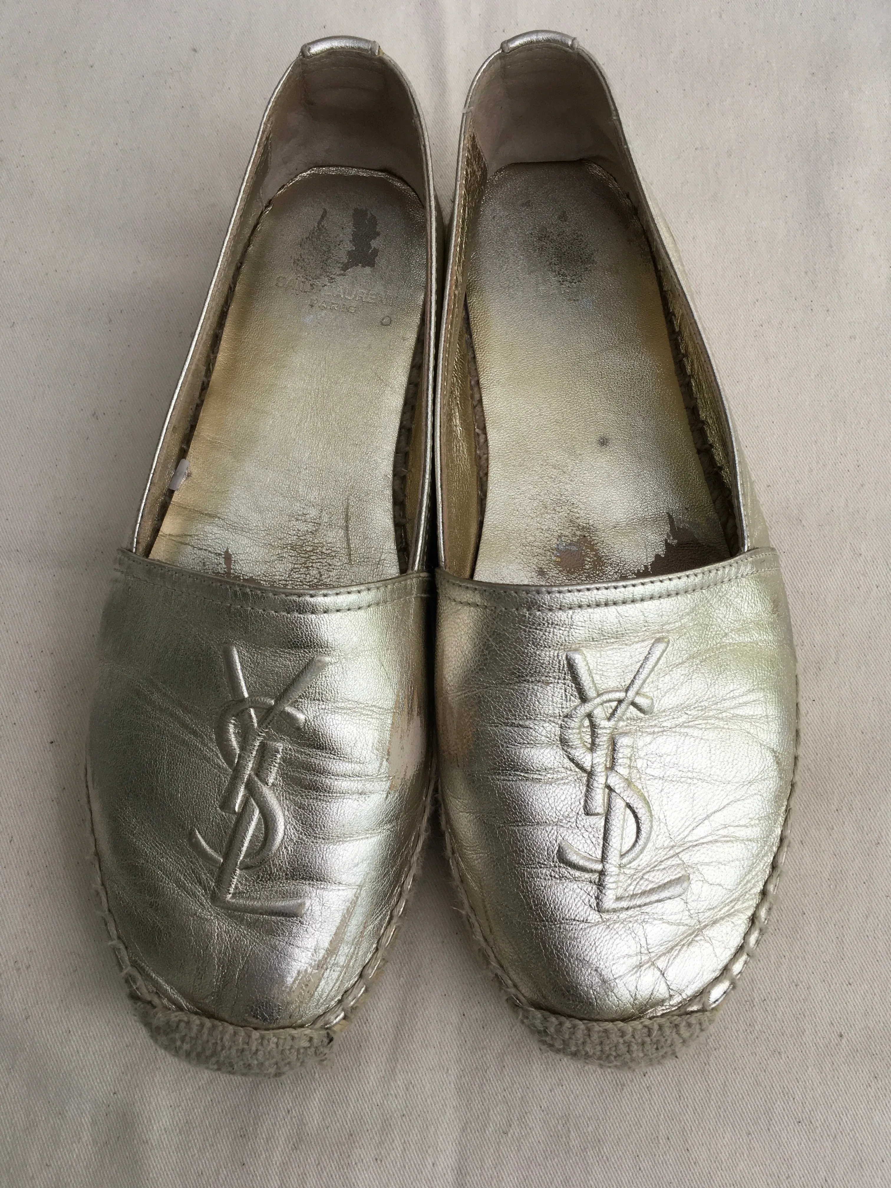 SAINT LAURENT Metallic Leather Espadrilles Shoes Size 36 UK 3 US 6 ladies