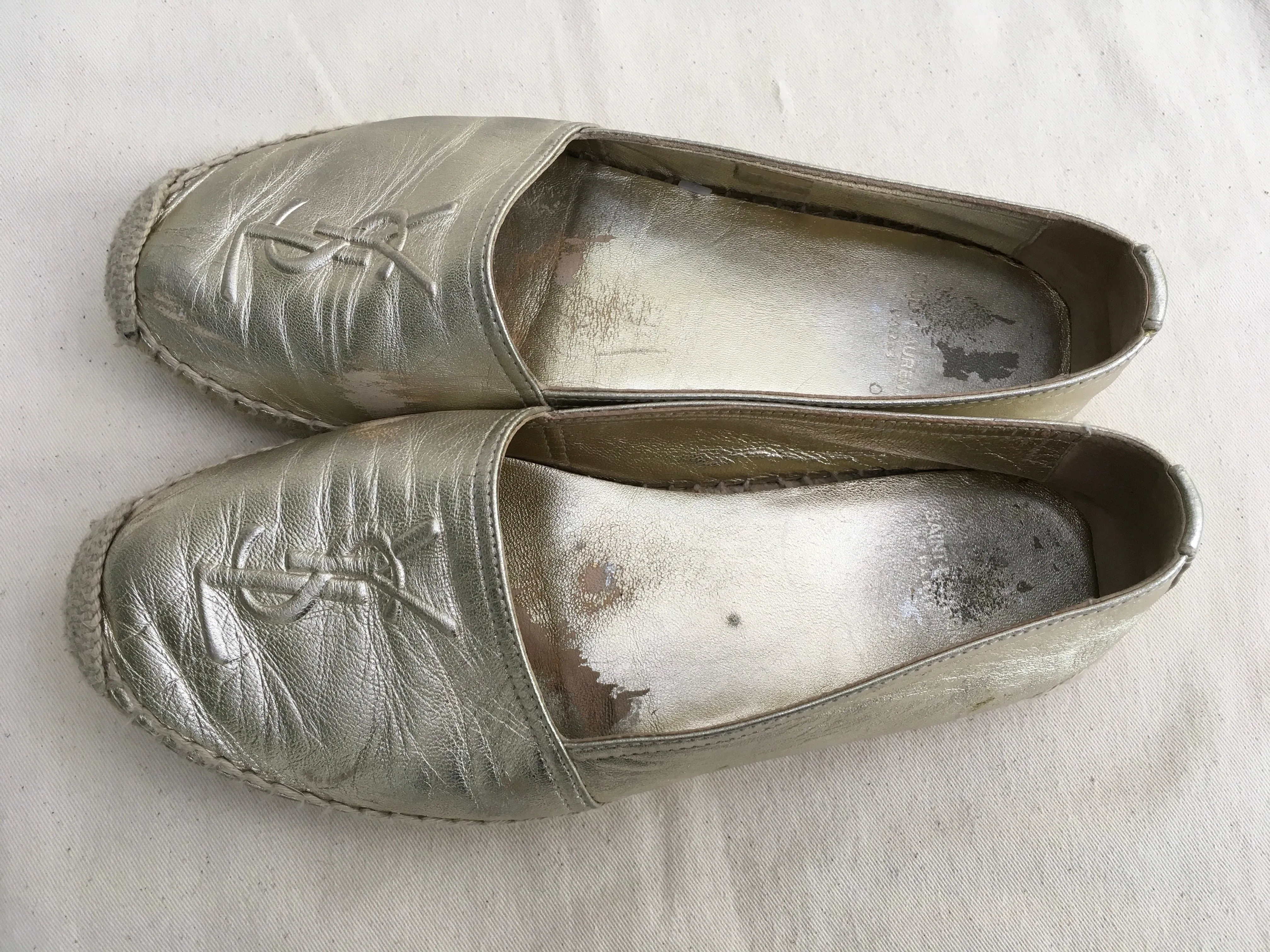 SAINT LAURENT Metallic Leather Espadrilles Shoes Size 36 UK 3 US 6 ladies