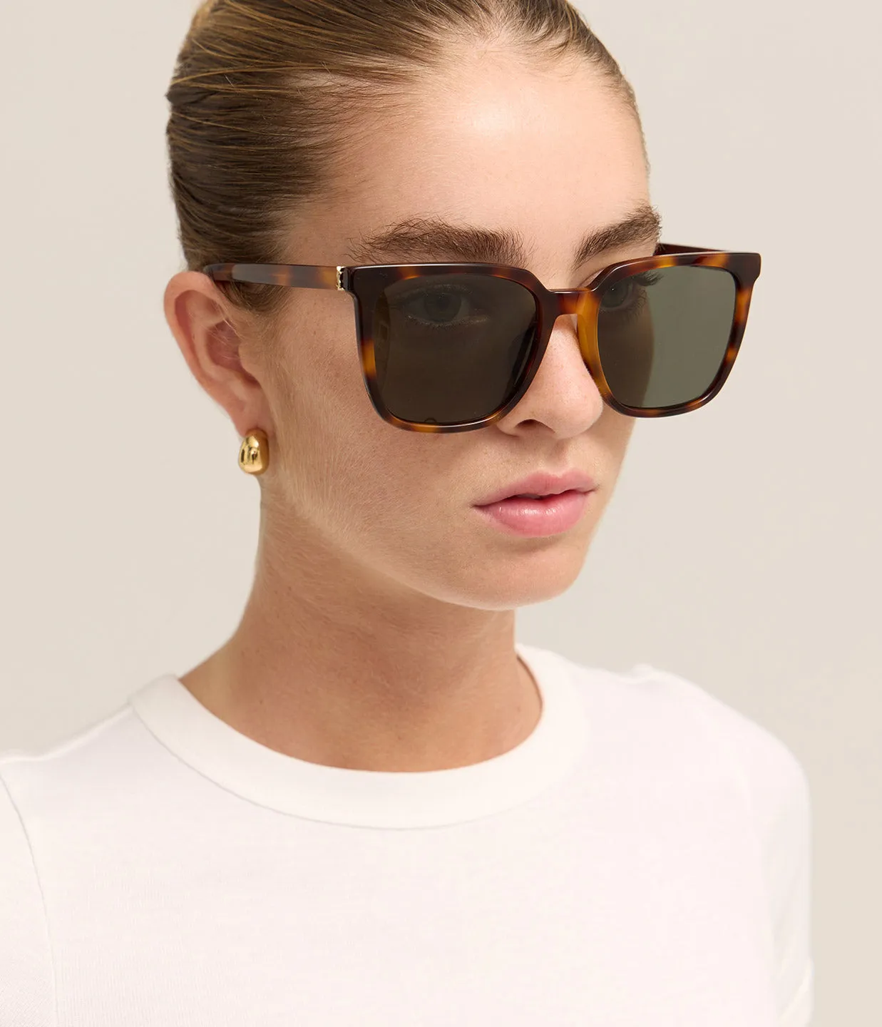 Saint Laurent Square Round Sunglasses in Havanna Brown