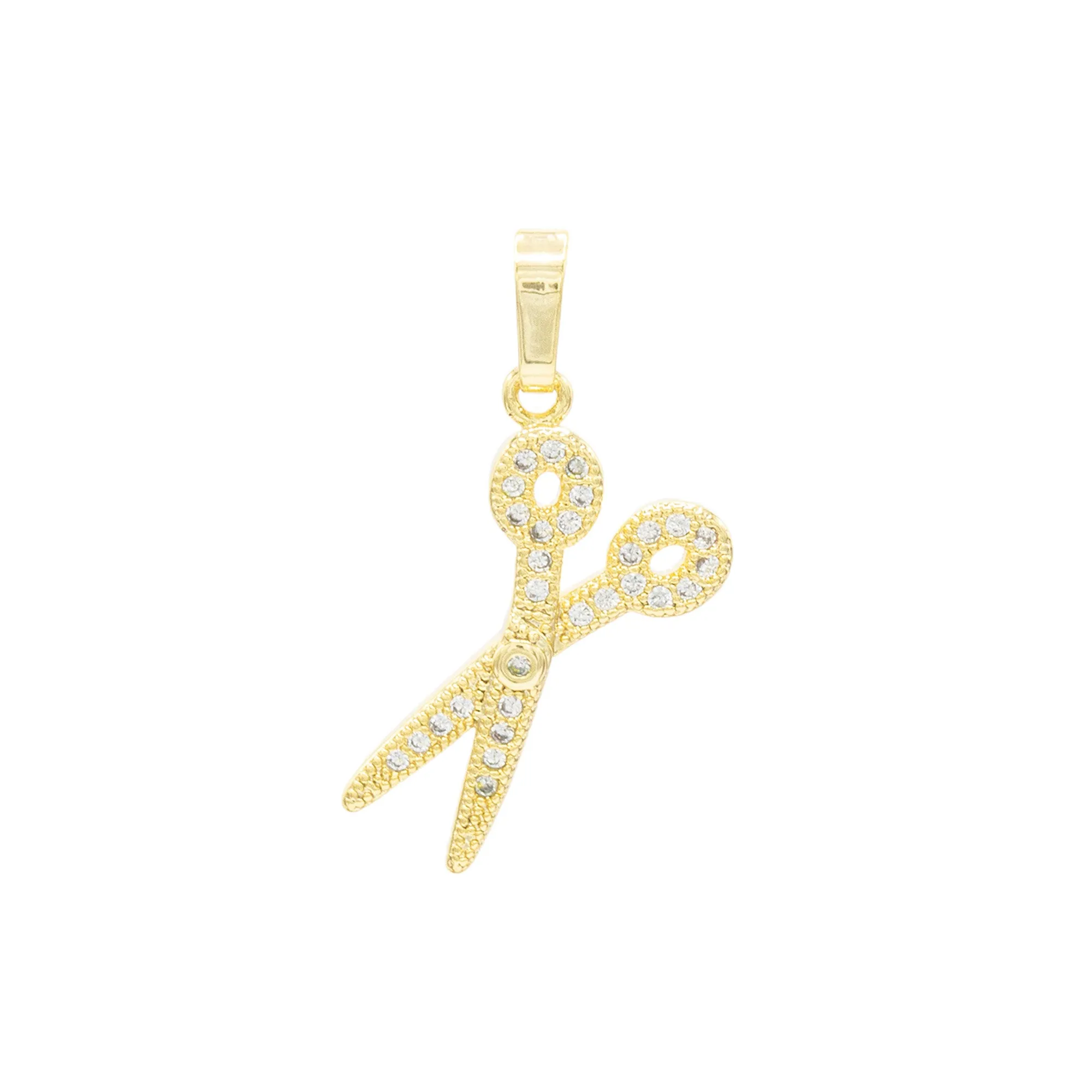Scissors CZ Pendant 14K Anklet Bracelet Gold Filled Cubic Zirconia Charm Rope Foot Set 10" WomenJewelry
