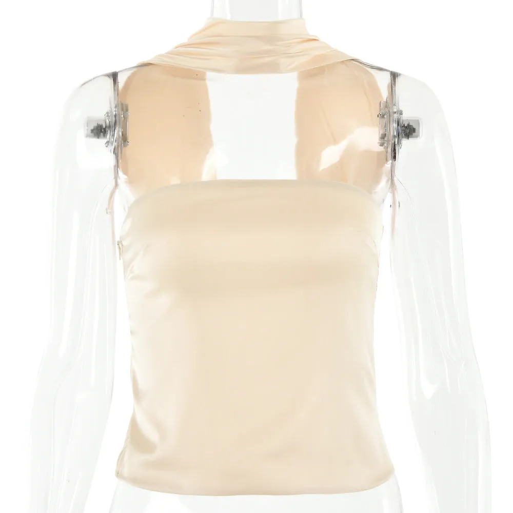 Sexy Satin Tube Top Halter Small Top