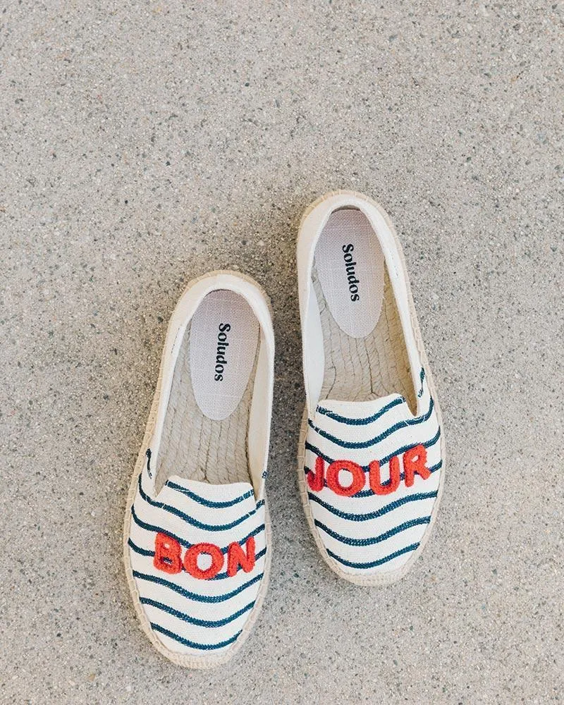 Soludos Bonjour Smoking Slipper Espadrille - Navy/Natural