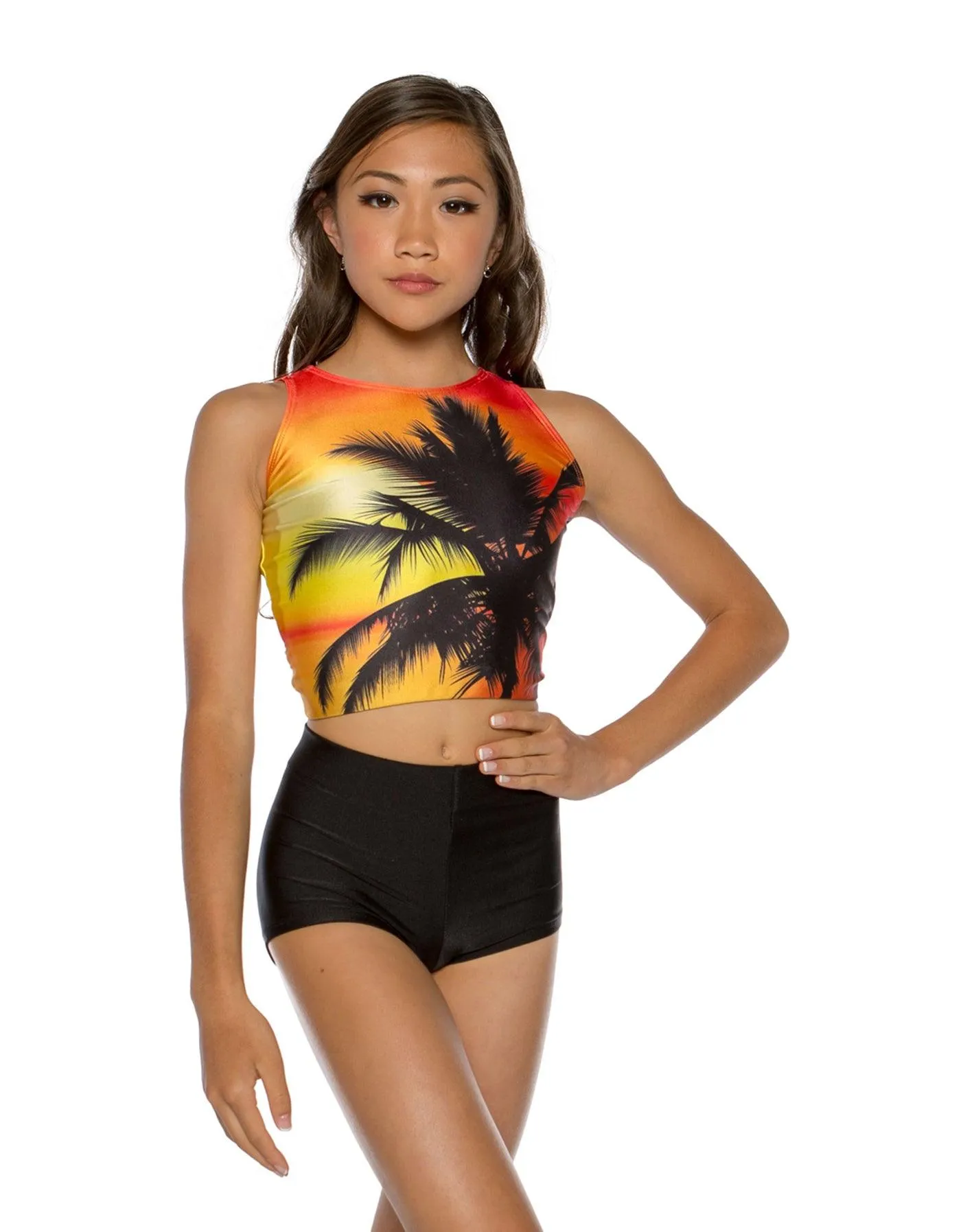 Tropical Sleeveless Crop Top