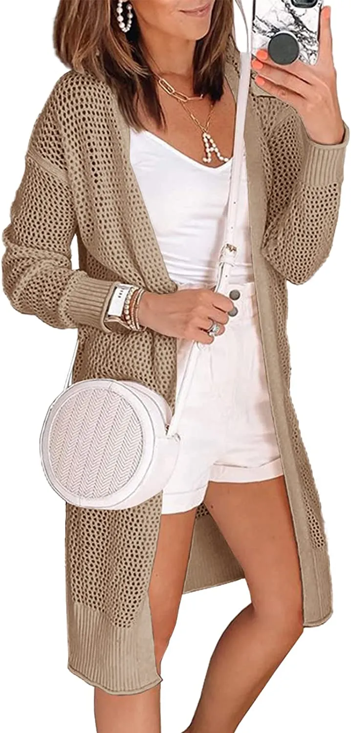 Womens Open Front Knit Sheer Cardigans